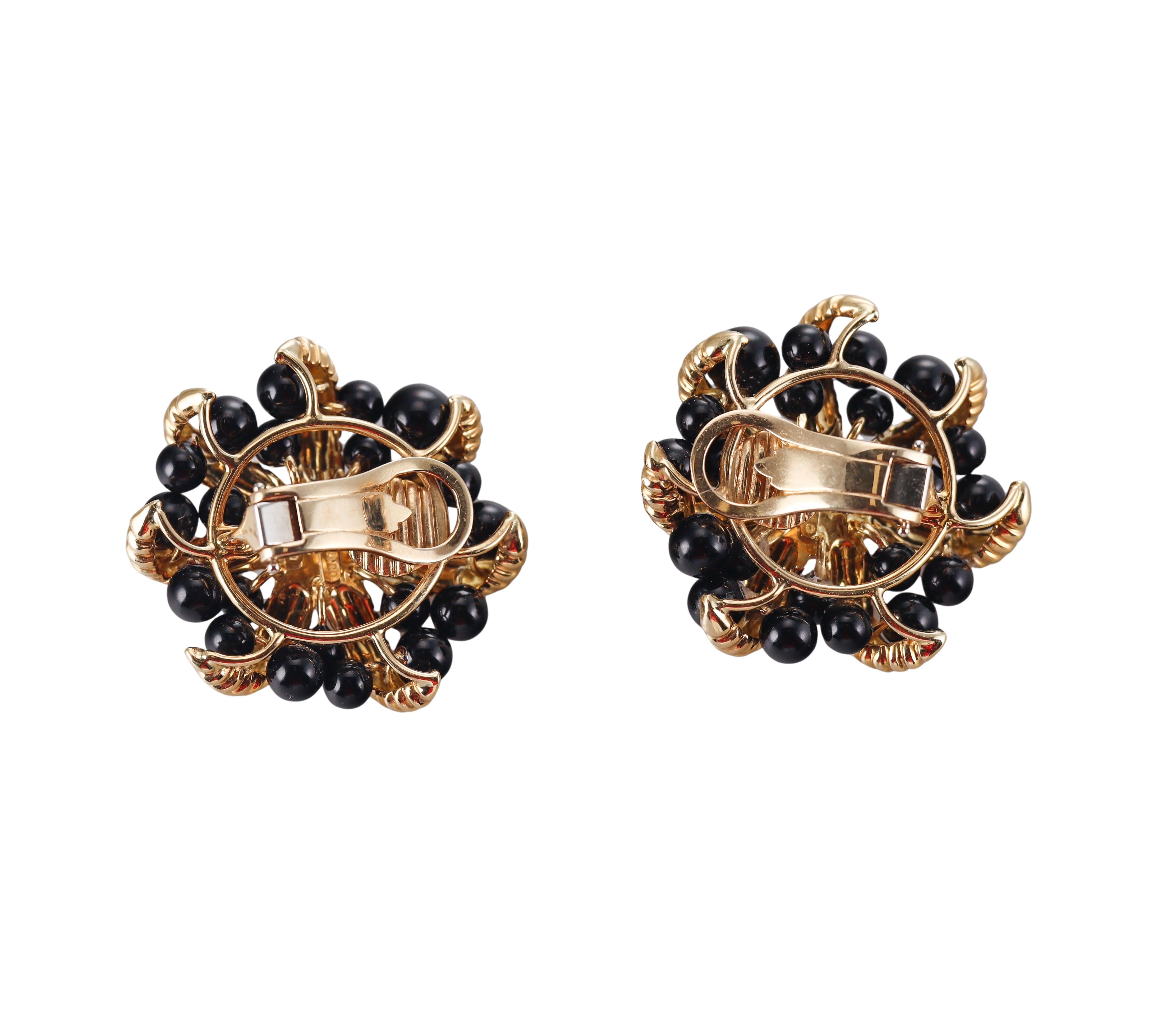 Tiffany & Co Gold Onyx Pearl Earrings