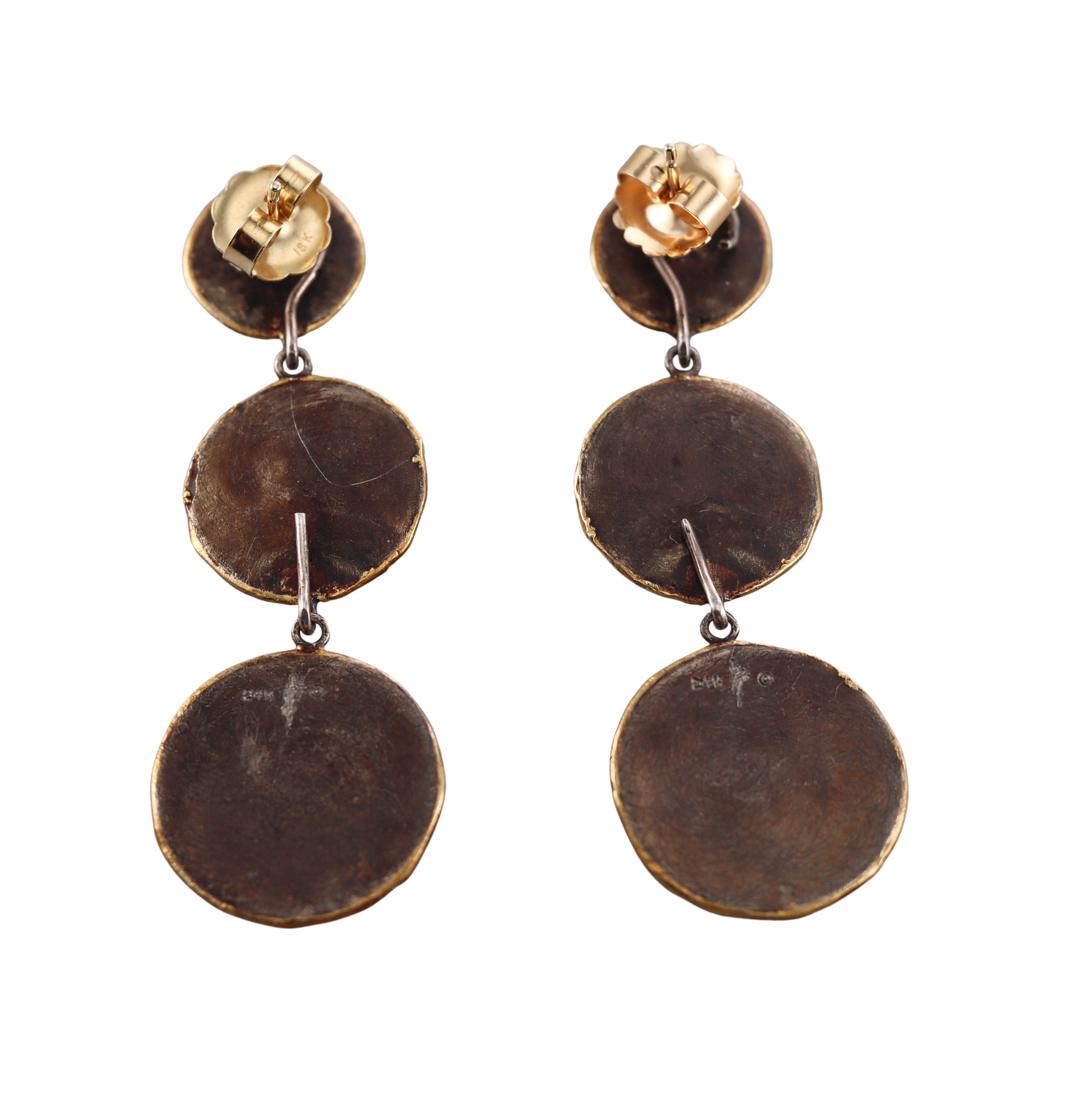 Victor Velyan Gold Silver Diamond Drop Earrings