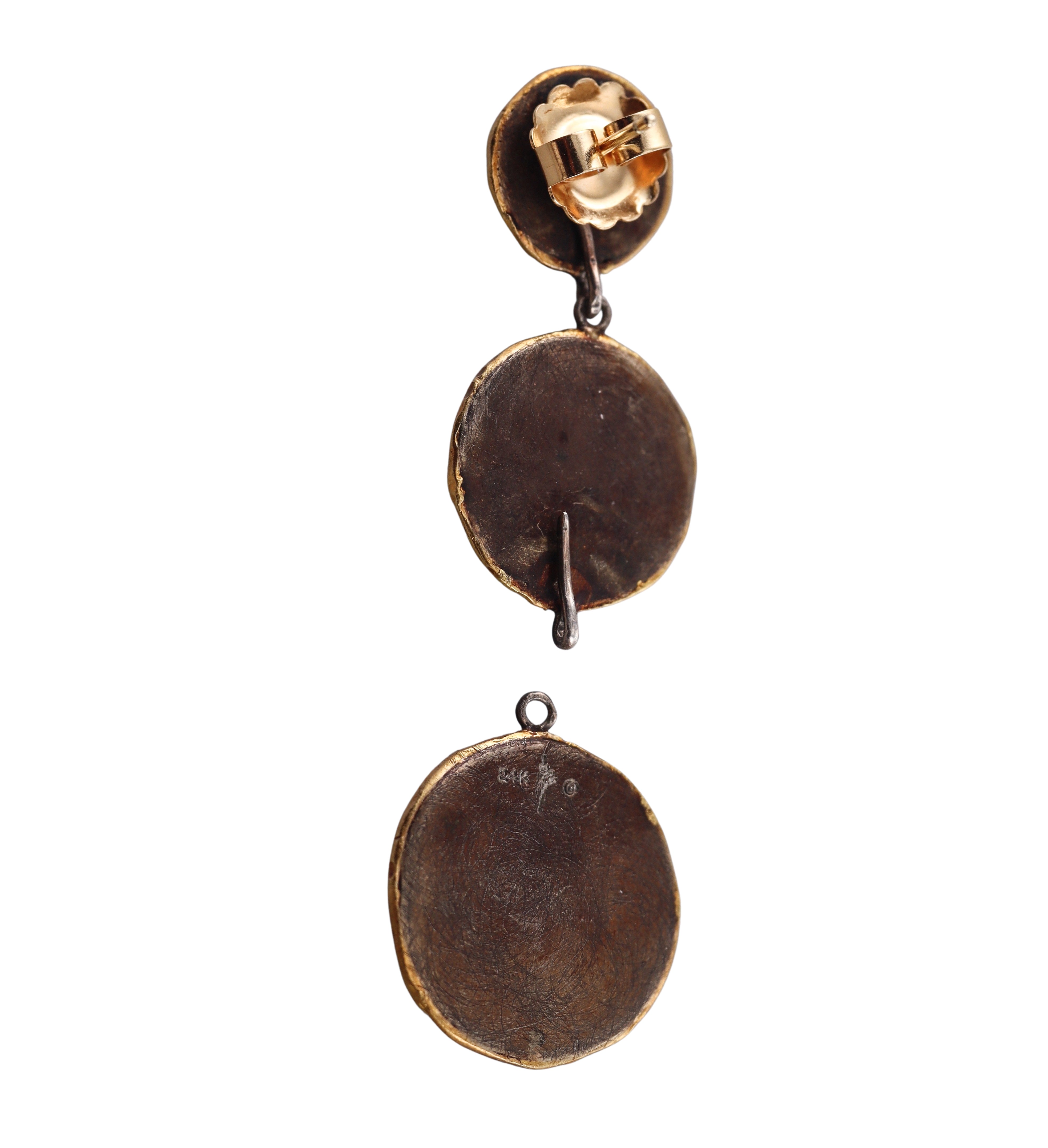 Victor Velyan Gold Silver Diamond Drop Earrings