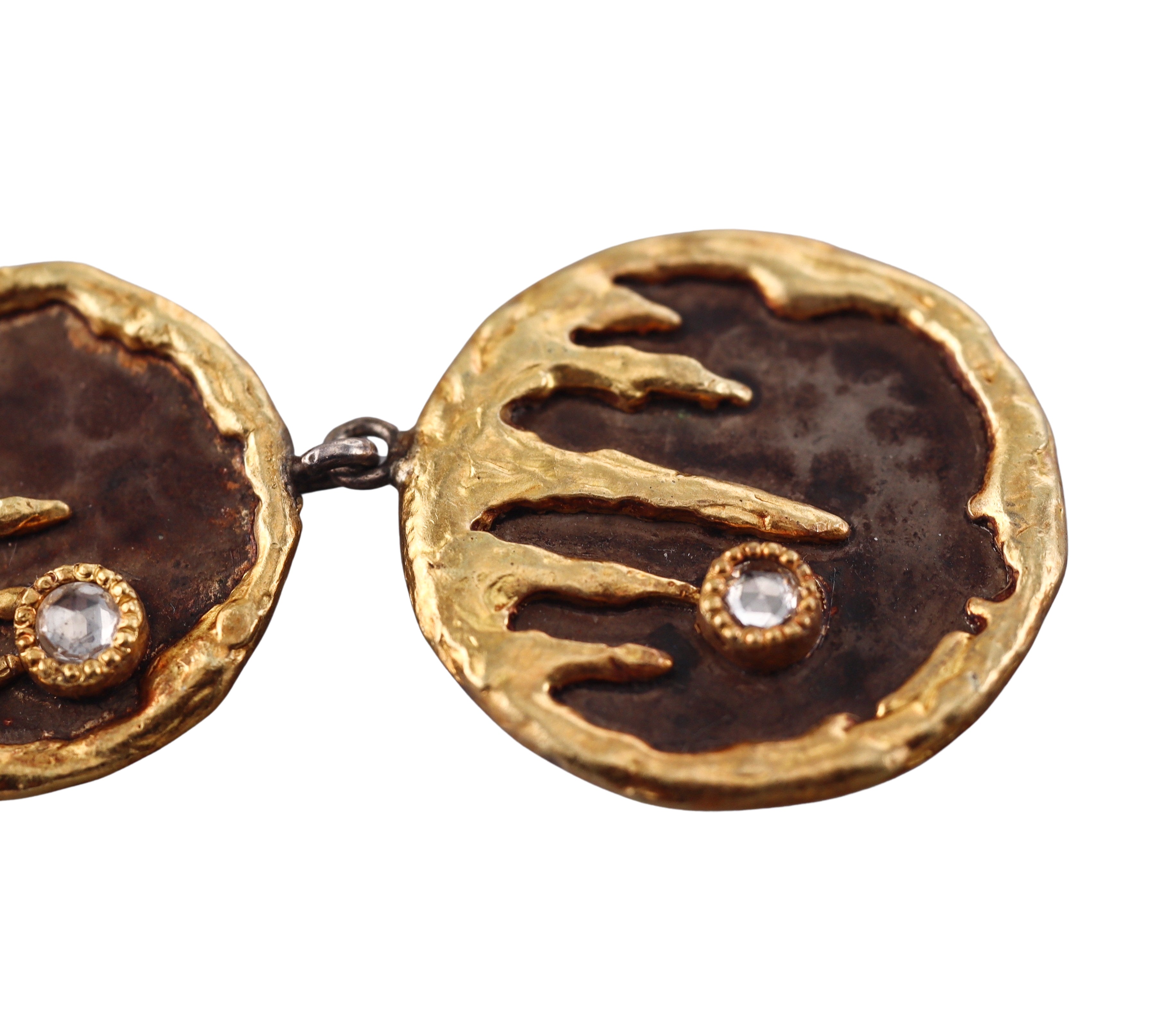 Victor Velyan Gold Silver Diamond Drop Earrings