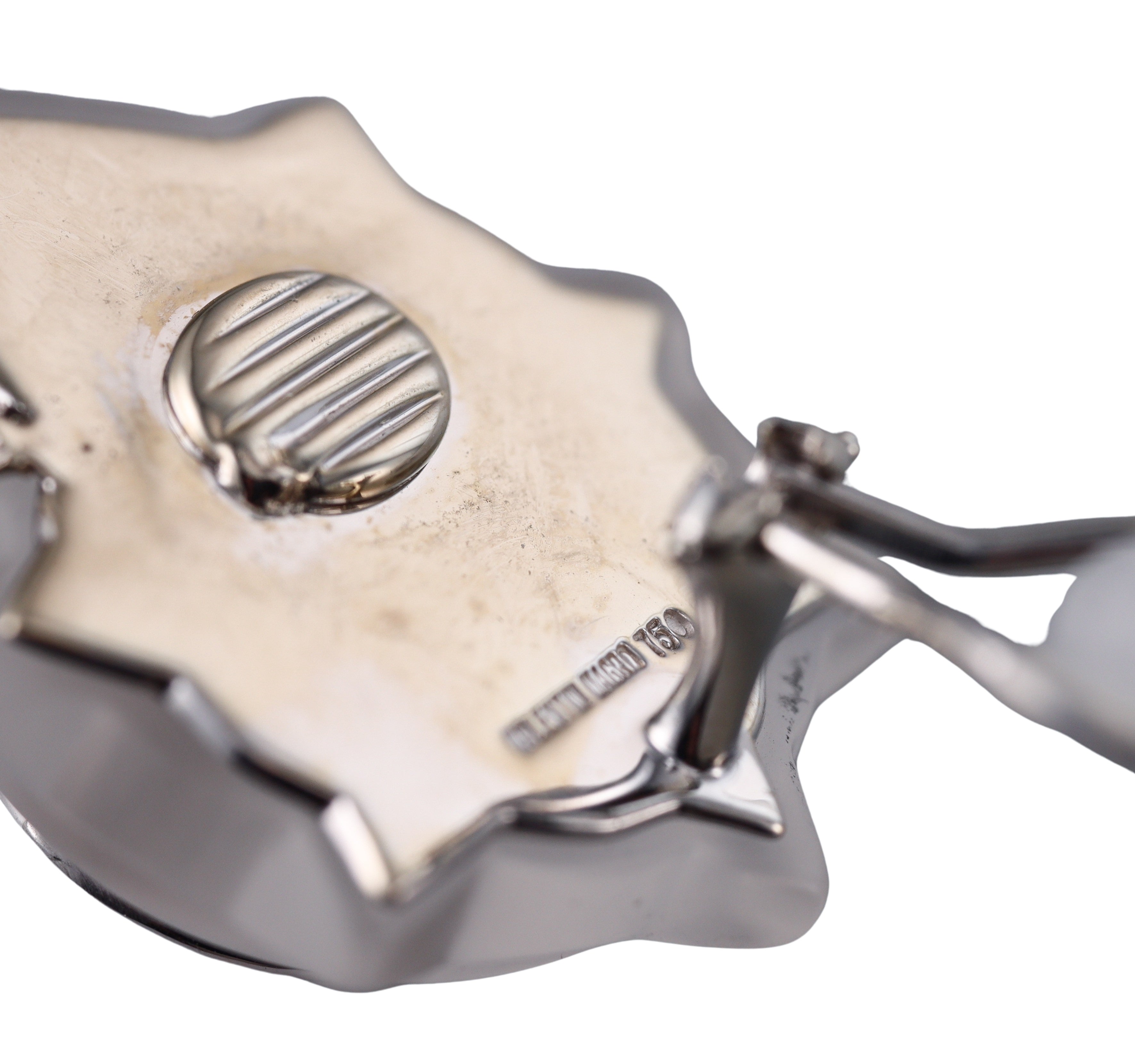 Valentin Magro Frosted Crystal Ruby Diamond Gold Shell Motif Earrings