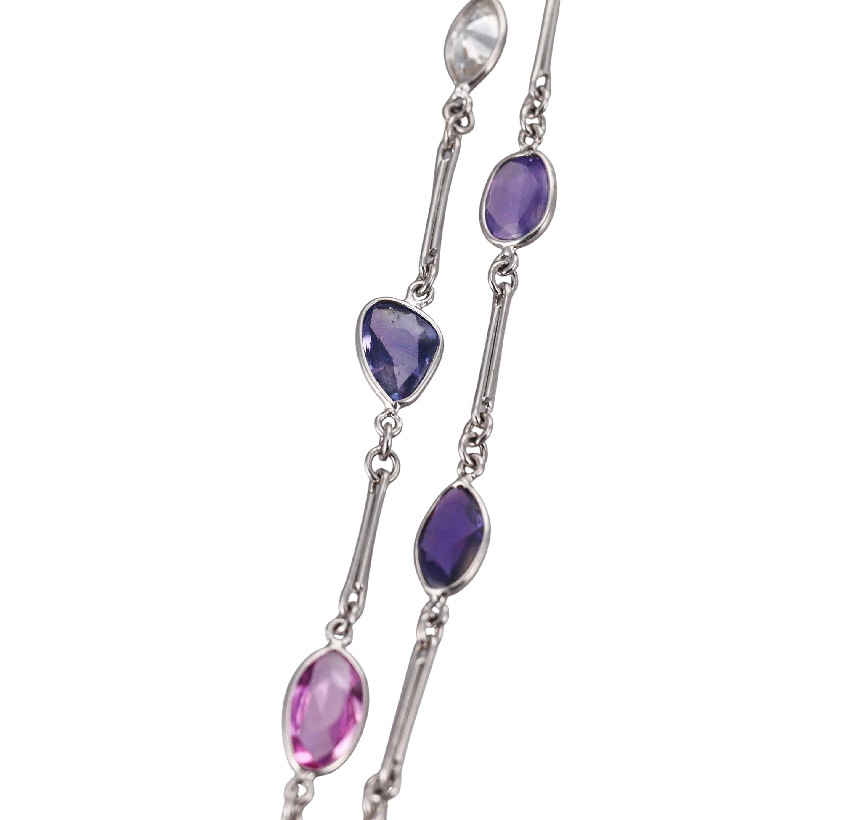 Platinum 37.90ctw Sapphire 11.70ctw Diamond Long Necklace