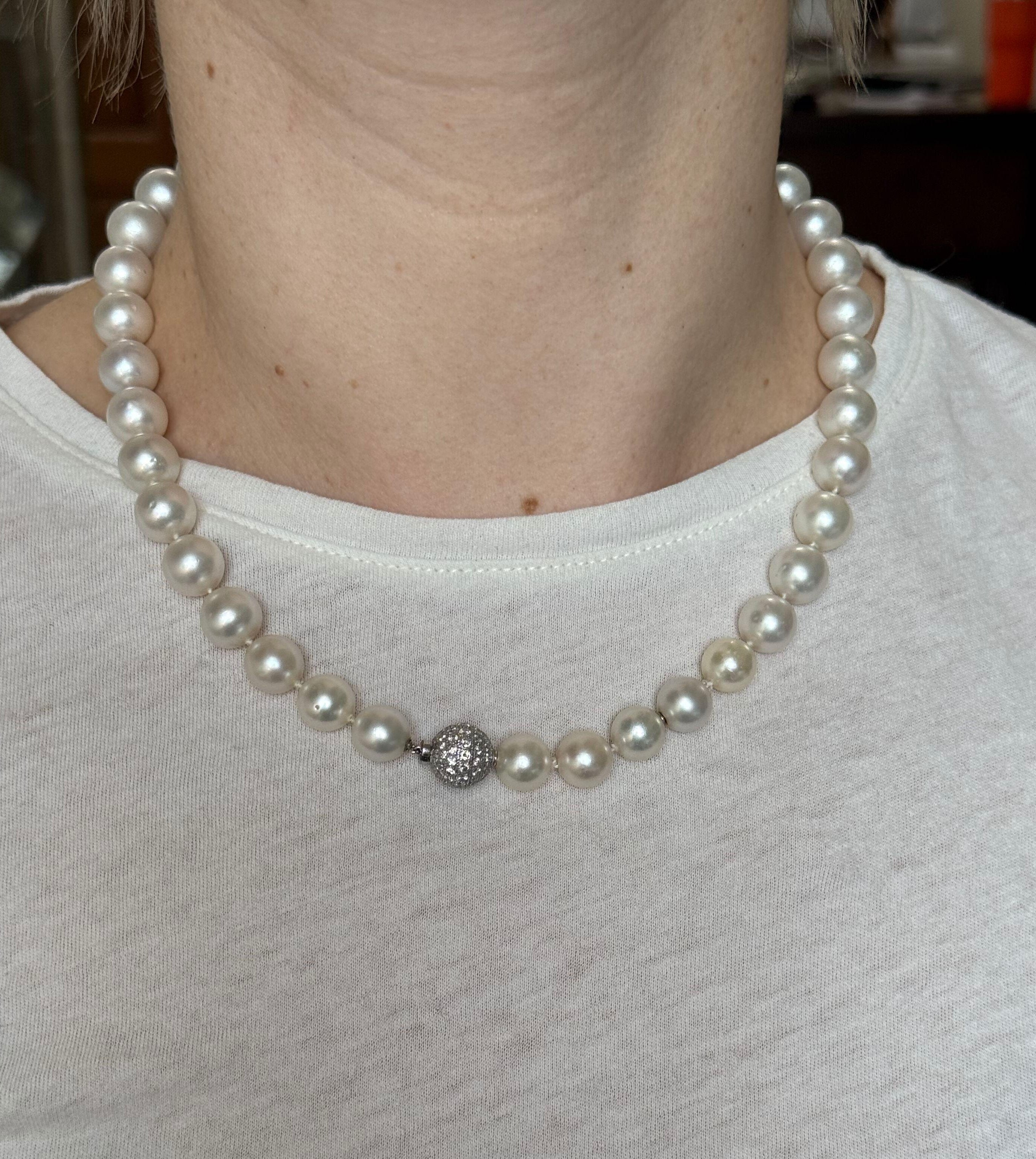 Gold South Sea Pearl Diamond Necklace
