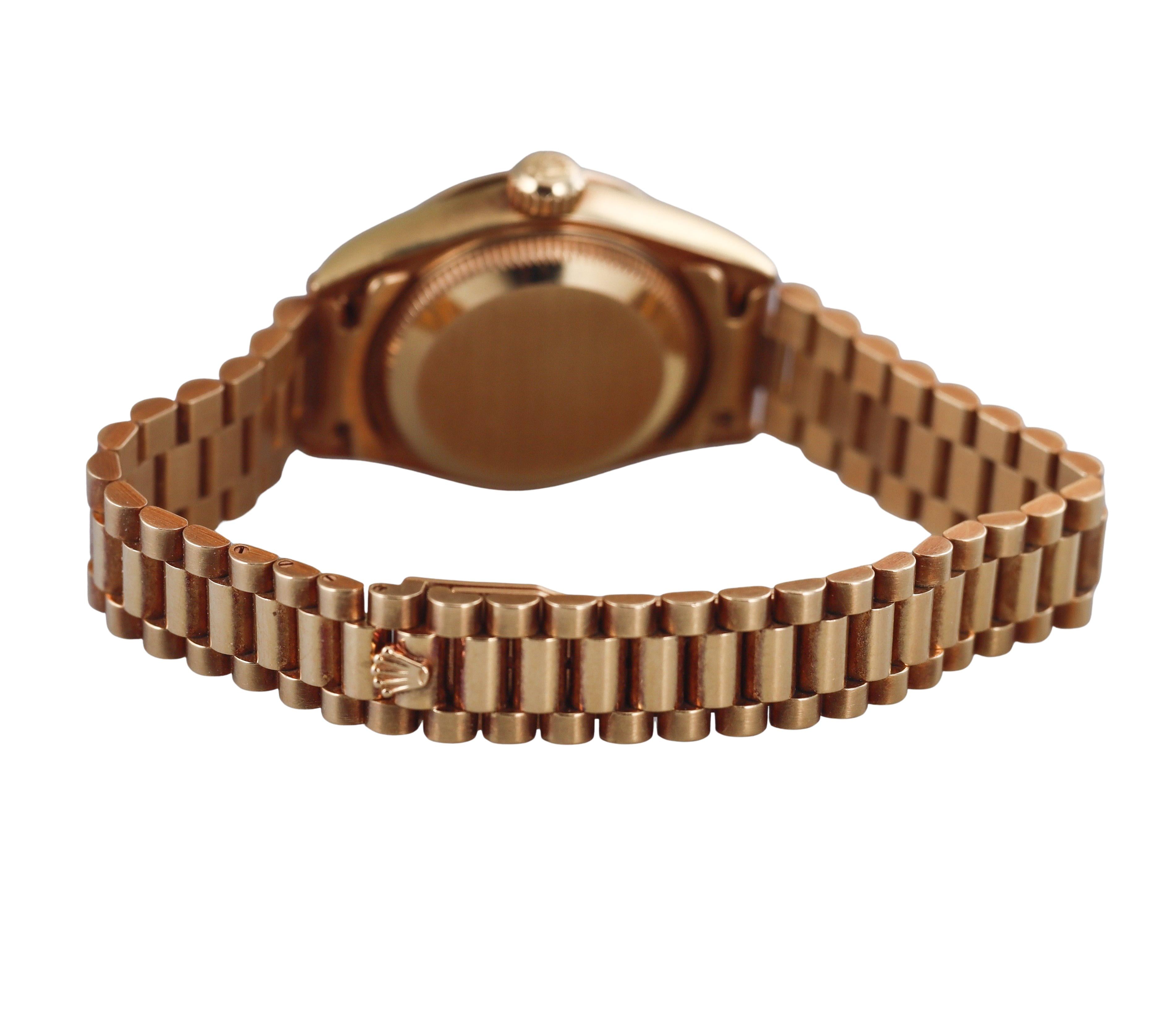 Rolex President Datejust Gold Pyramid Dial Diamond Watch 79258