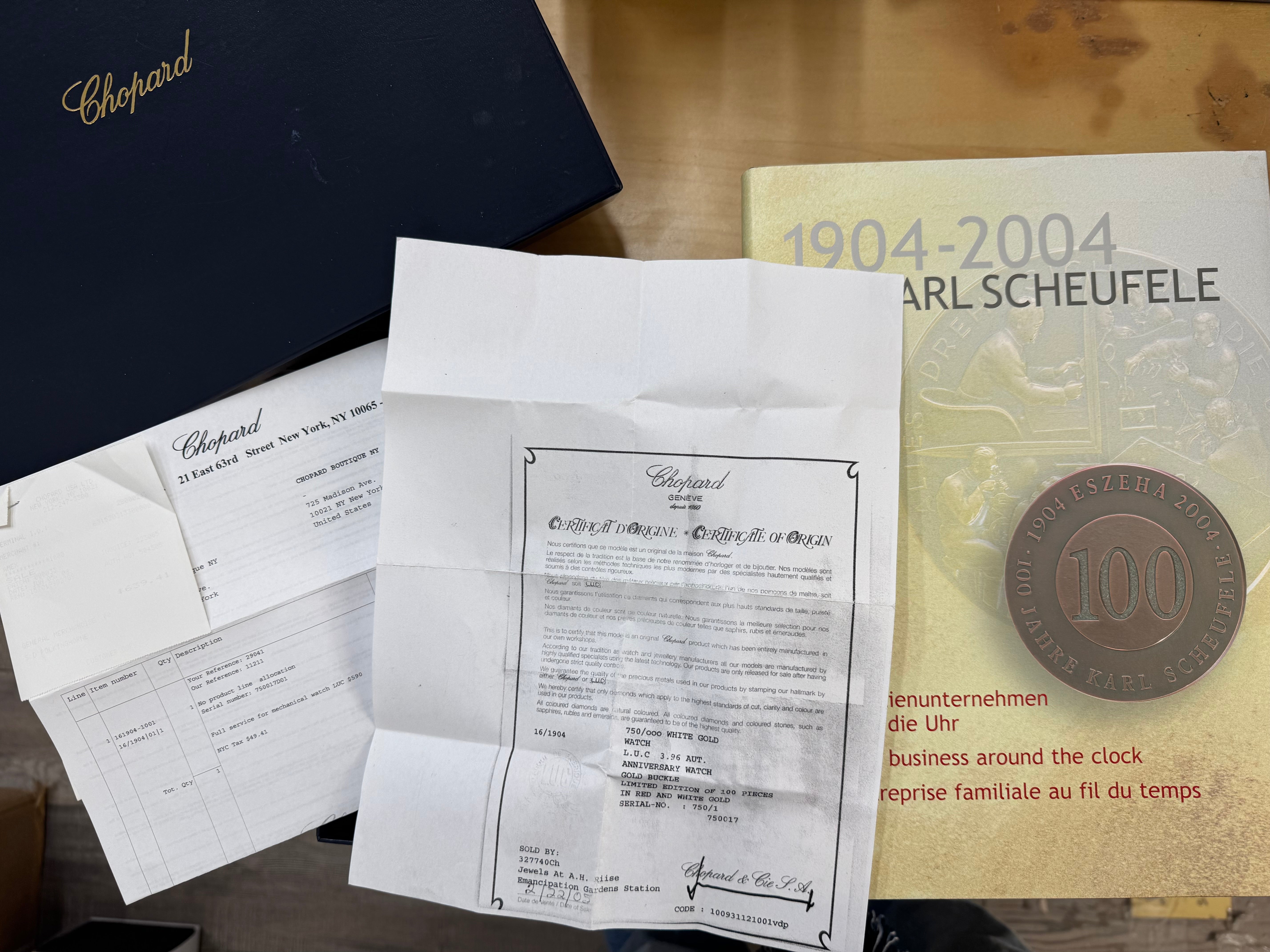 Chopard Eszeha 100 Jahre Karl Scheufele Limited Ed. White Gold Watch 16/1904