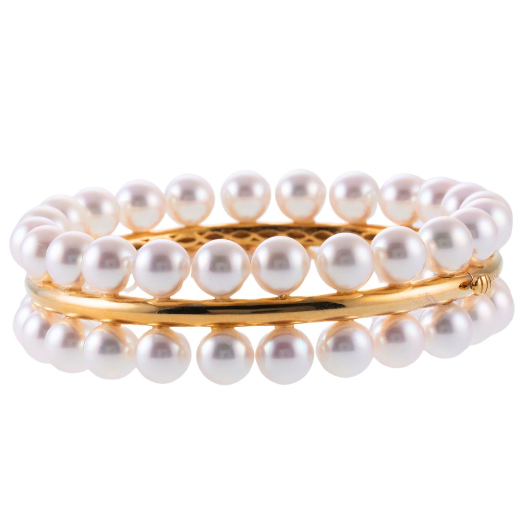 Assael Forever Pearl Gold Bangle Bracelet