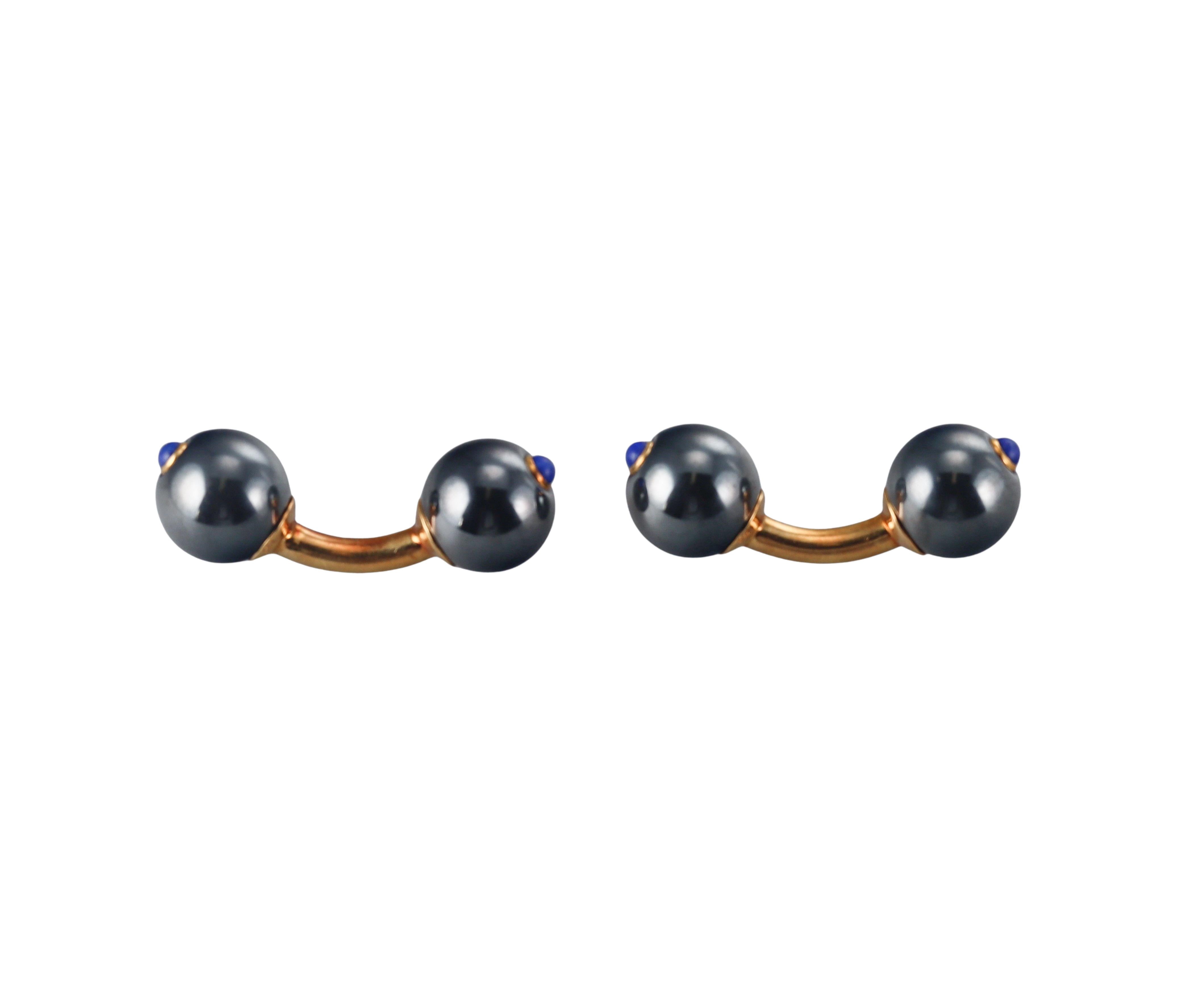 Trianon Gold Hematite Lapis Cufflinks