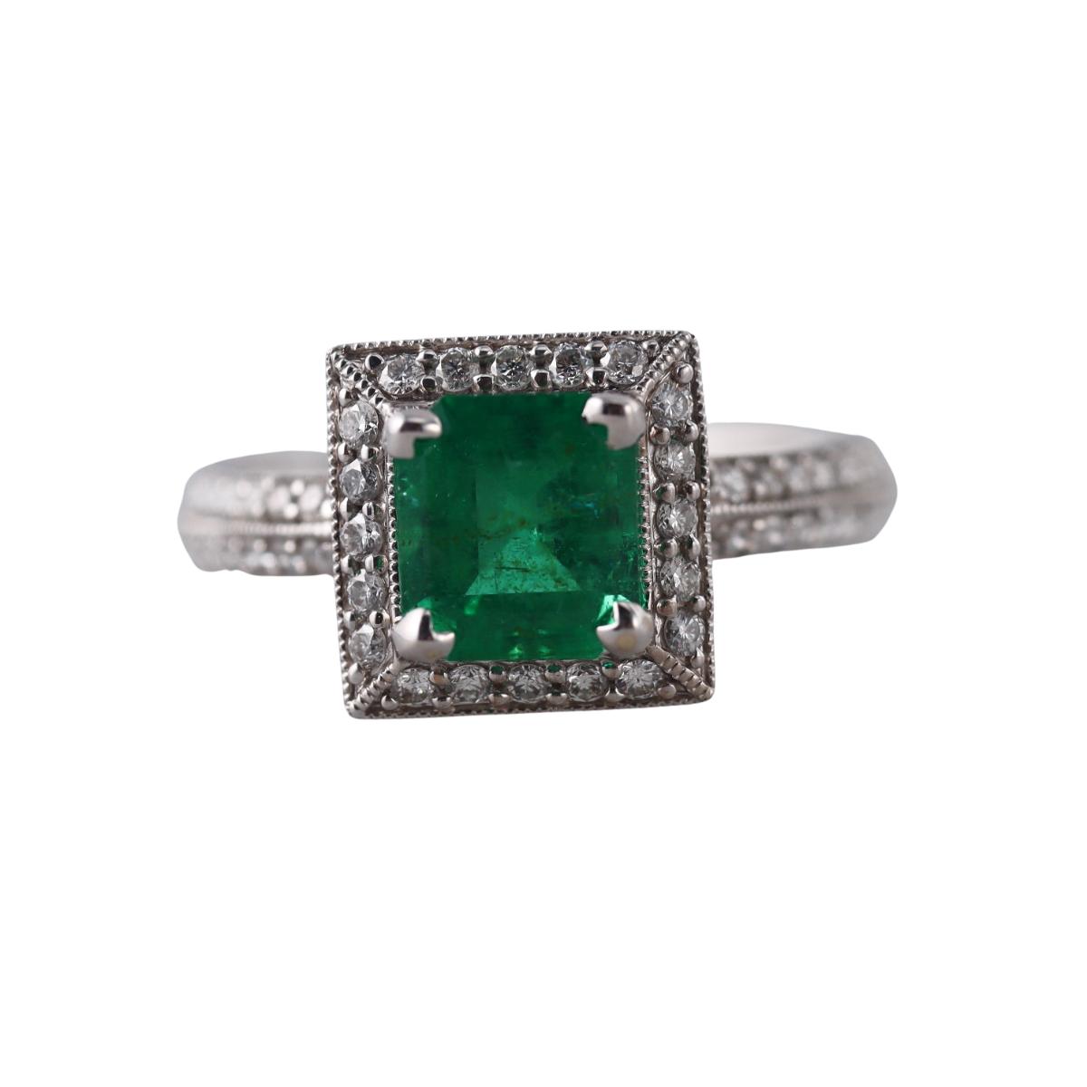 Yael 1.33ct Emerald Diamond Gold Ring