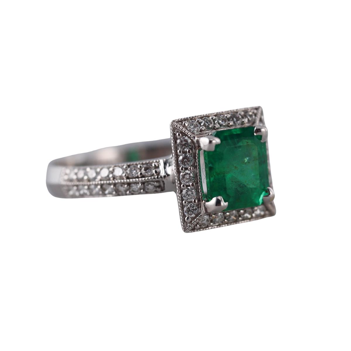 Yael 1.33ct Emerald Diamond Gold Ring