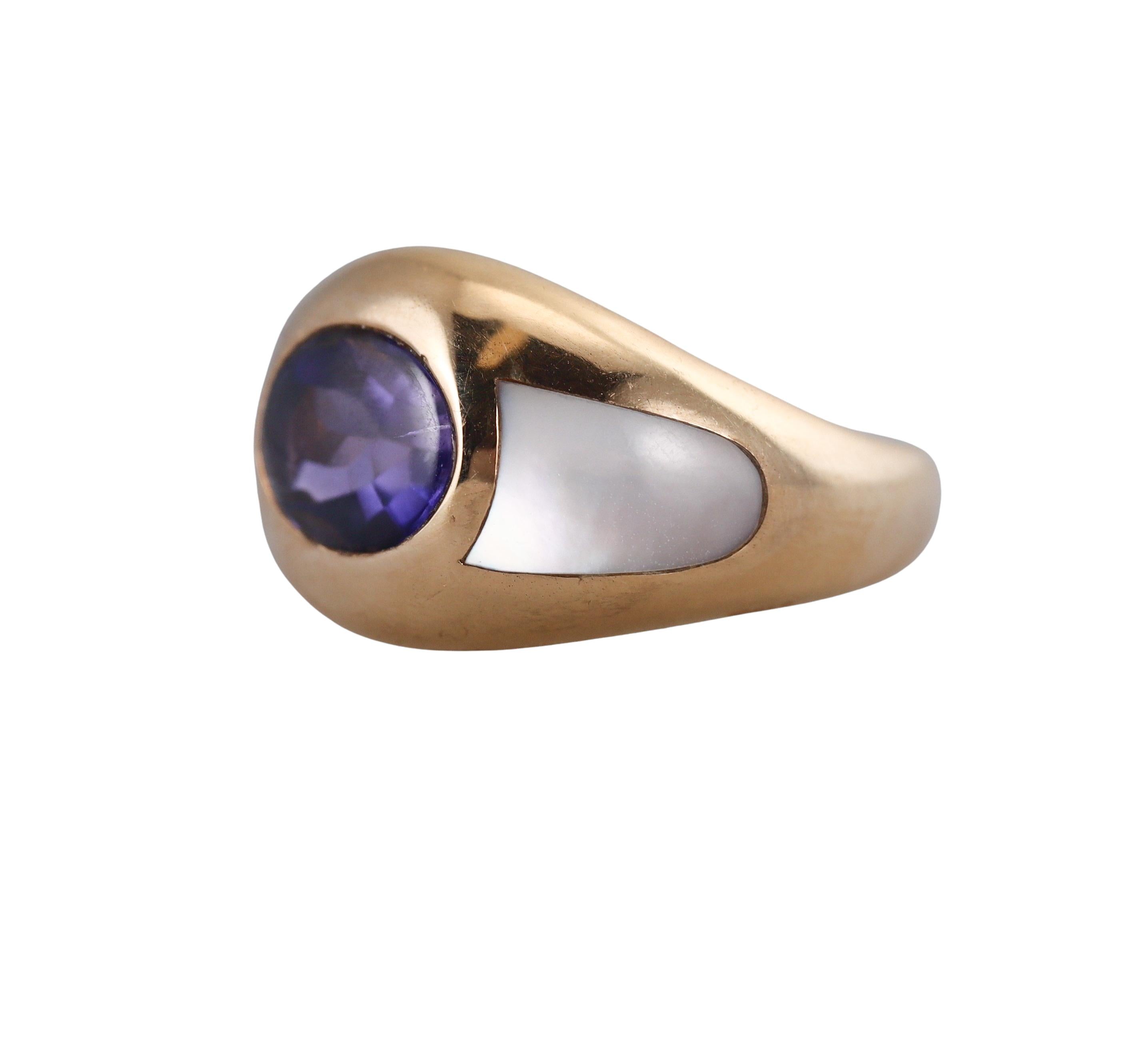 Mauboussin Iolite Mother of Pearl Gypsy Gold Ring