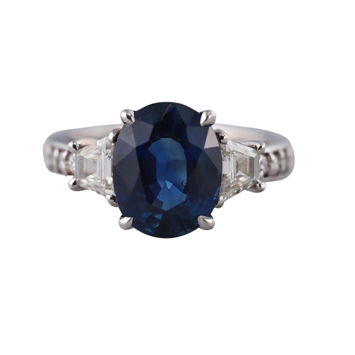 4.35ct Sapphire Diamond Gold Ring