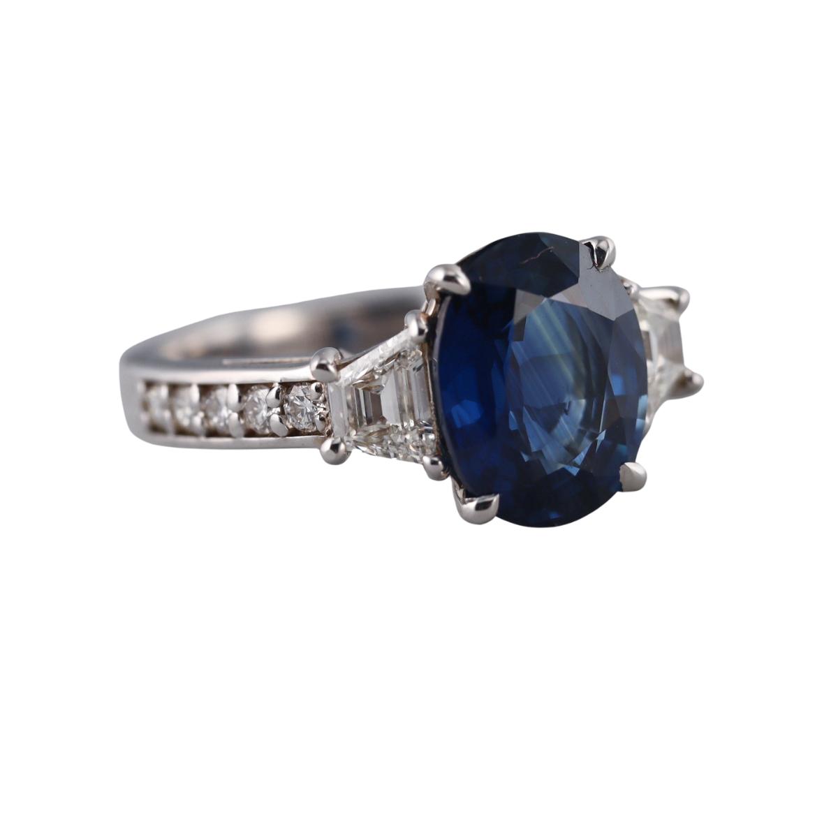 4.35ct Sapphire Diamond Gold Ring