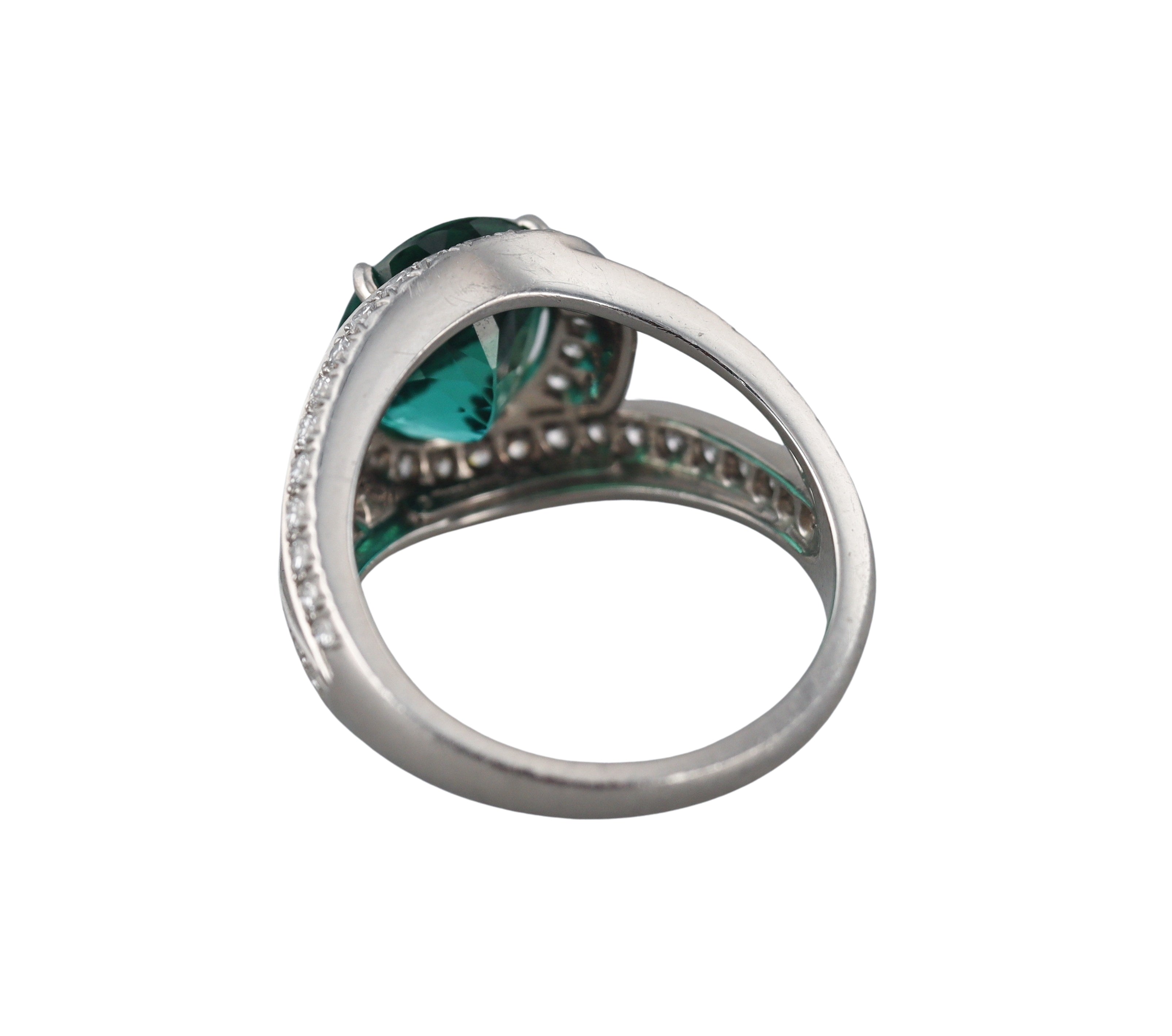 Tiffany & Co Schlumberger Platinum 4.25ct Green Tourmaline Diamond Ring