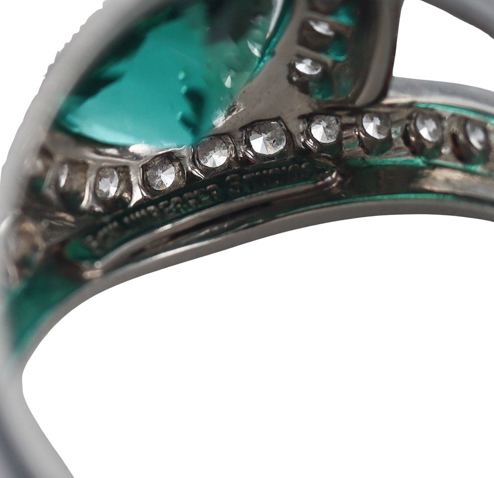 Tiffany & Co Schlumberger Platinum 4.25ct Green Tourmaline Diamond Ring
