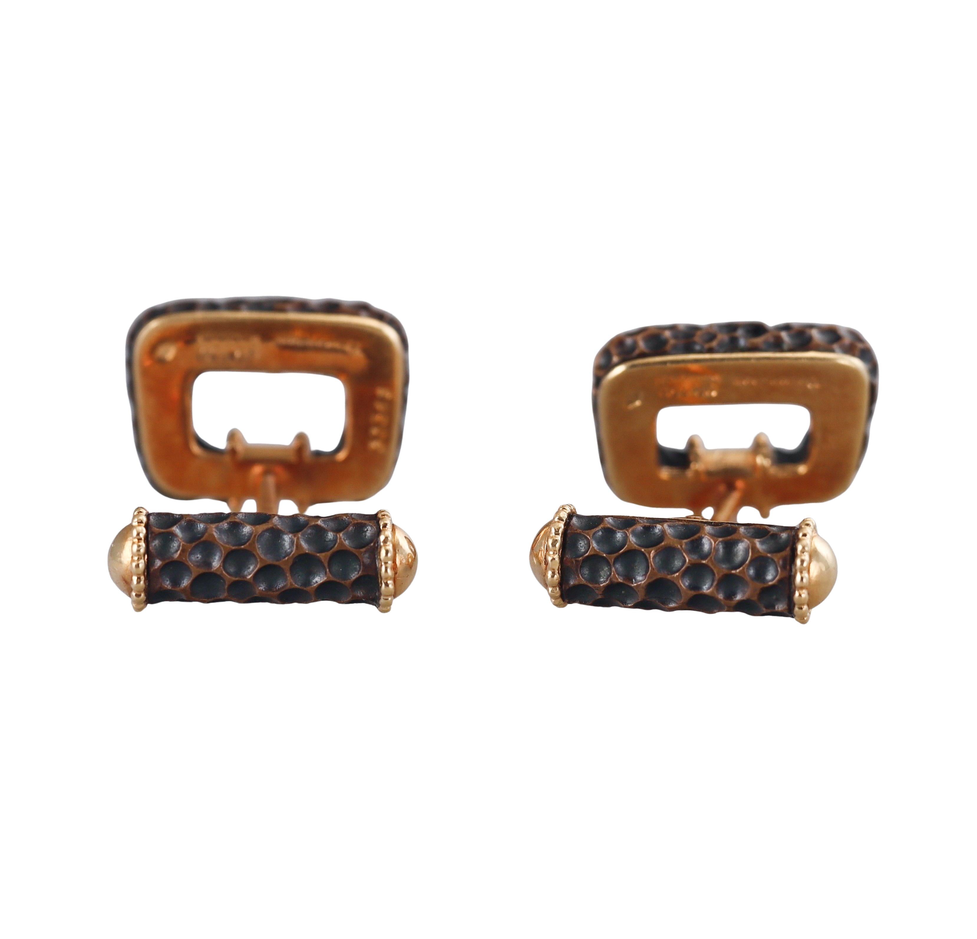 Boucheron Gold Bronze Textured Finish Cufflinks