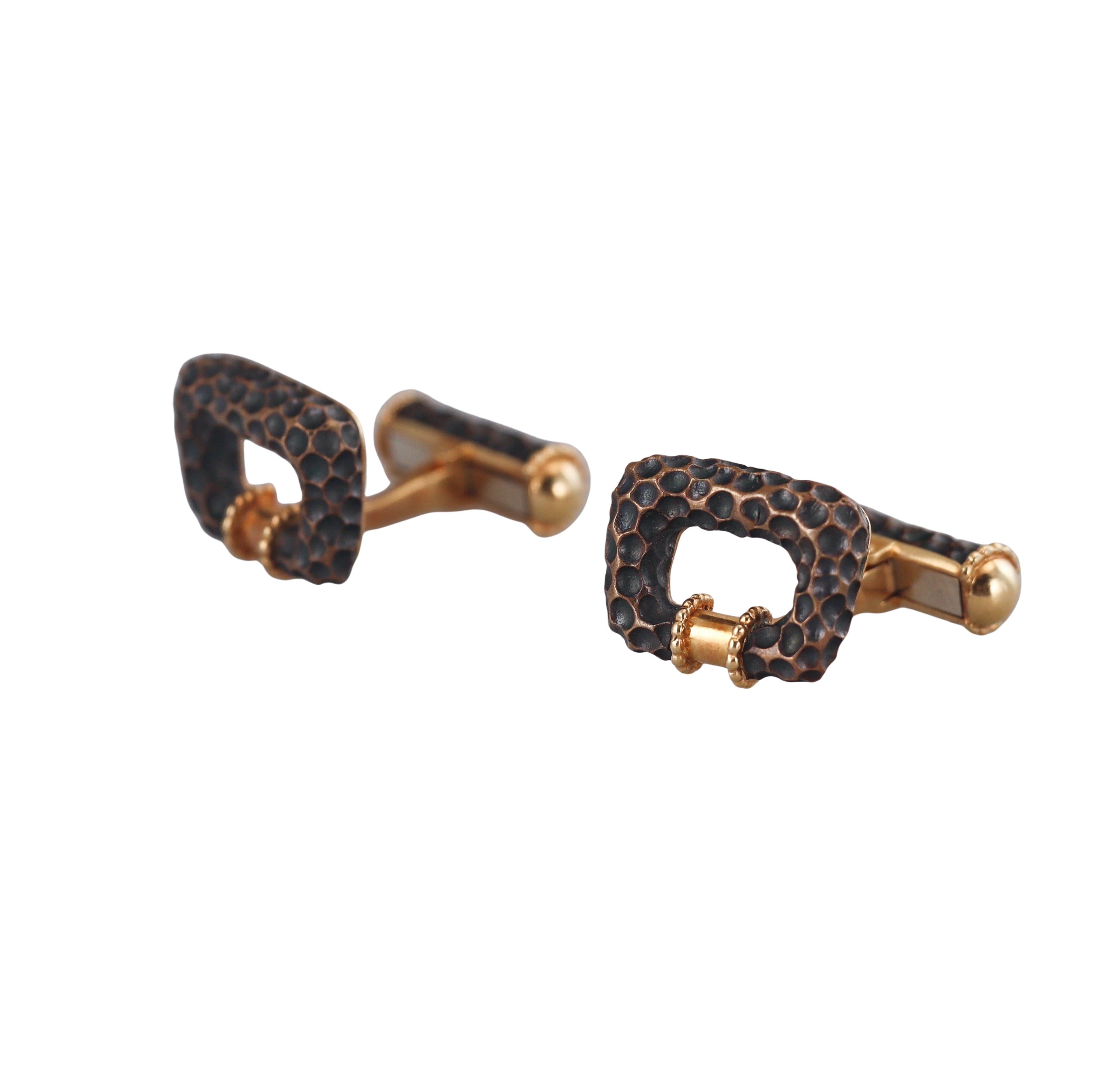 Boucheron Gold Bronze Textured Finish Cufflinks