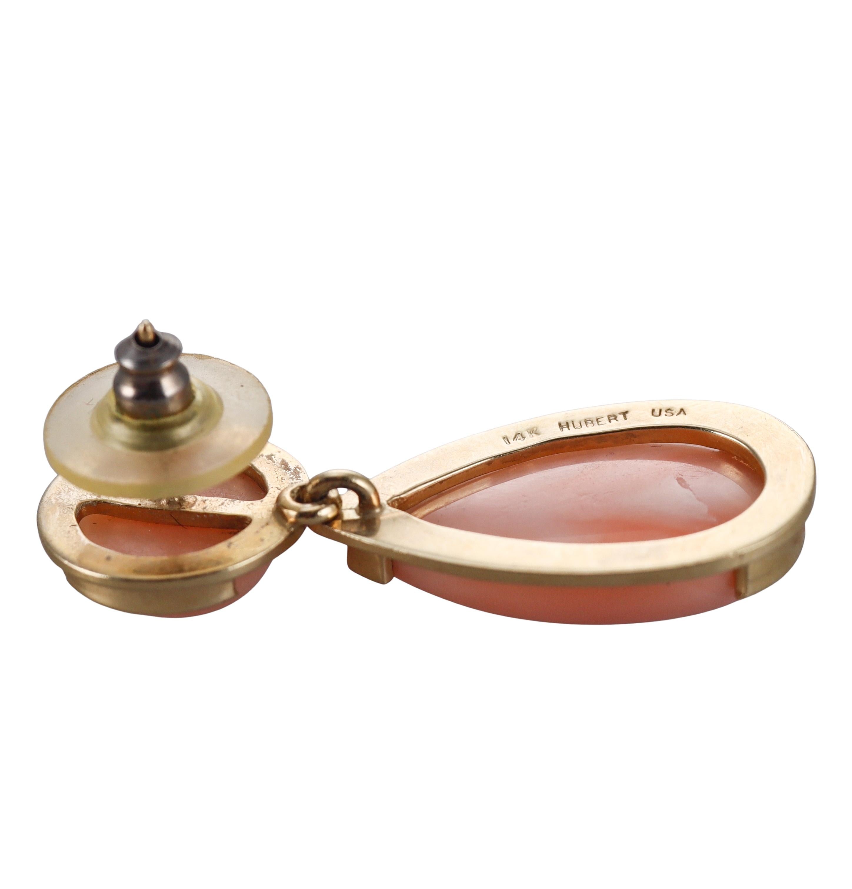 Hubert Coral Gold Drop Earirngs