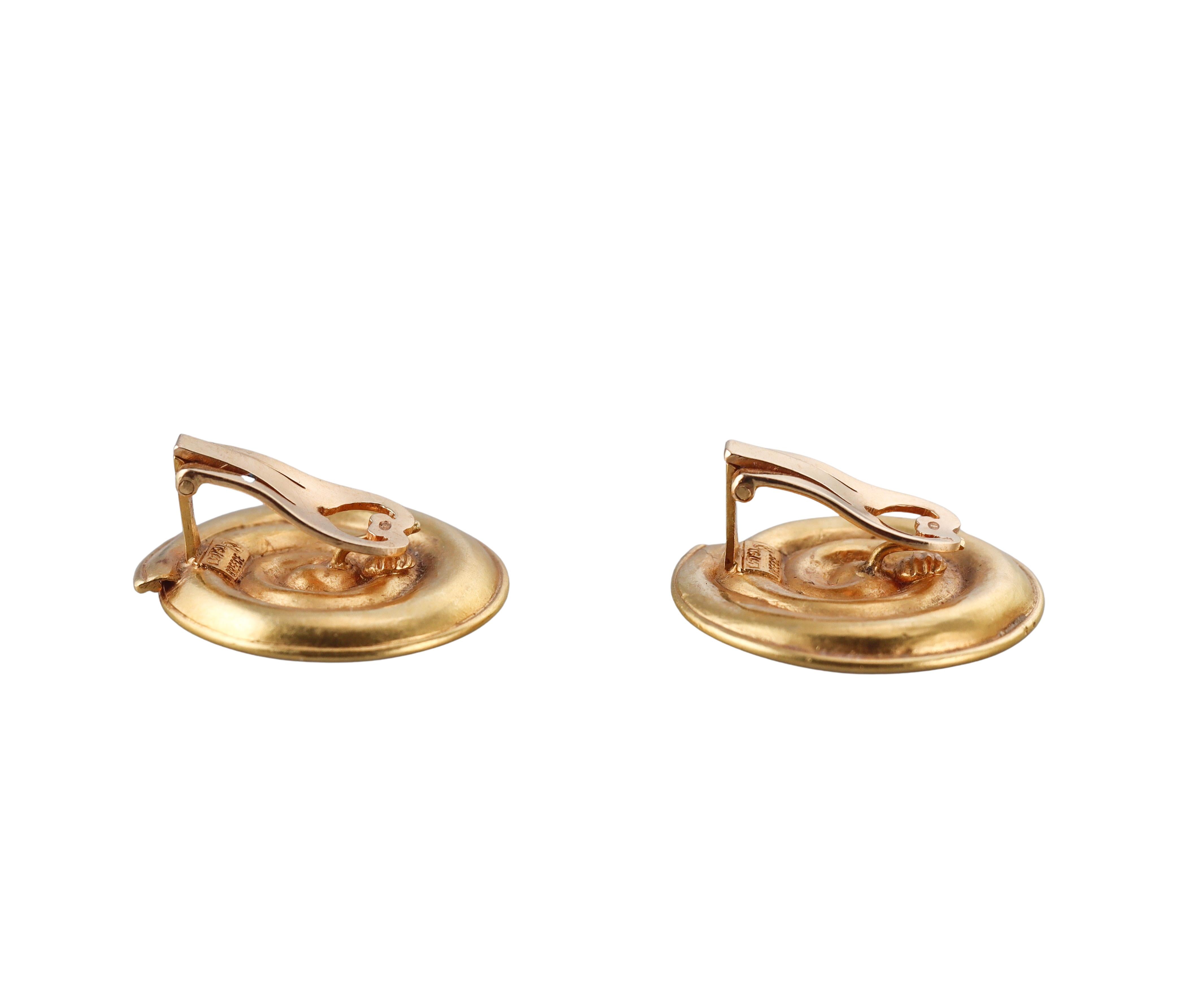 Lalaounis Greece Gold Swirl Earrings