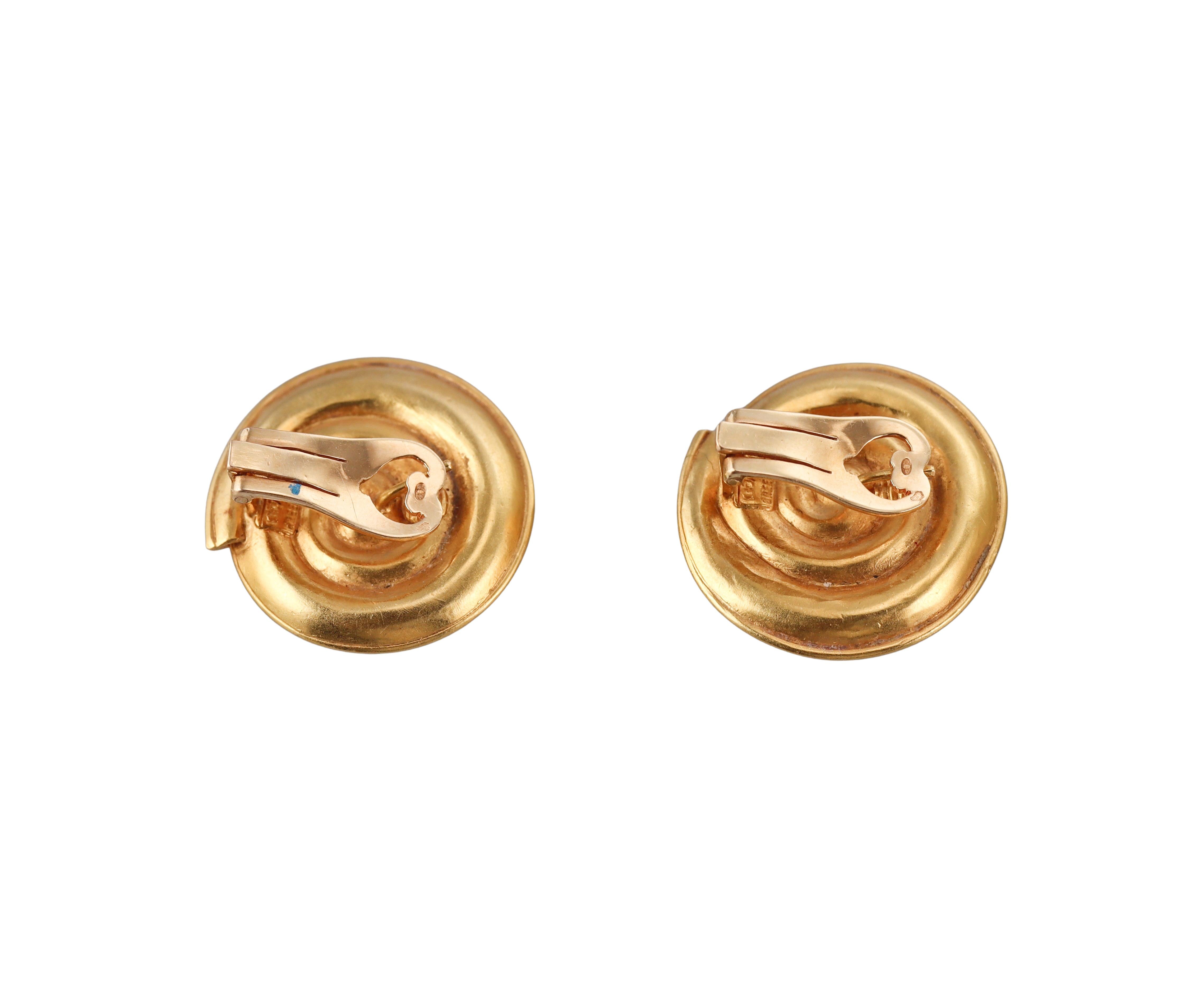 Lalaounis Greece Gold Swirl Earrings