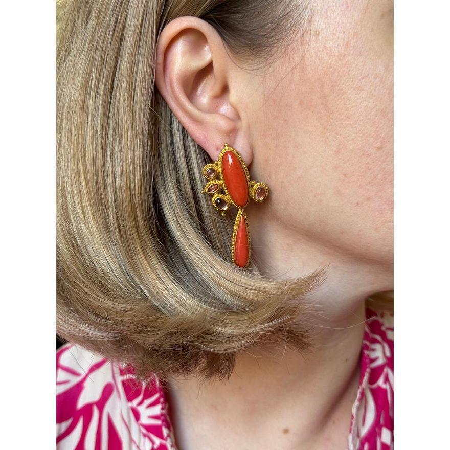 Luna Felix Gold Tourmaline Coral Night & Day Earrings