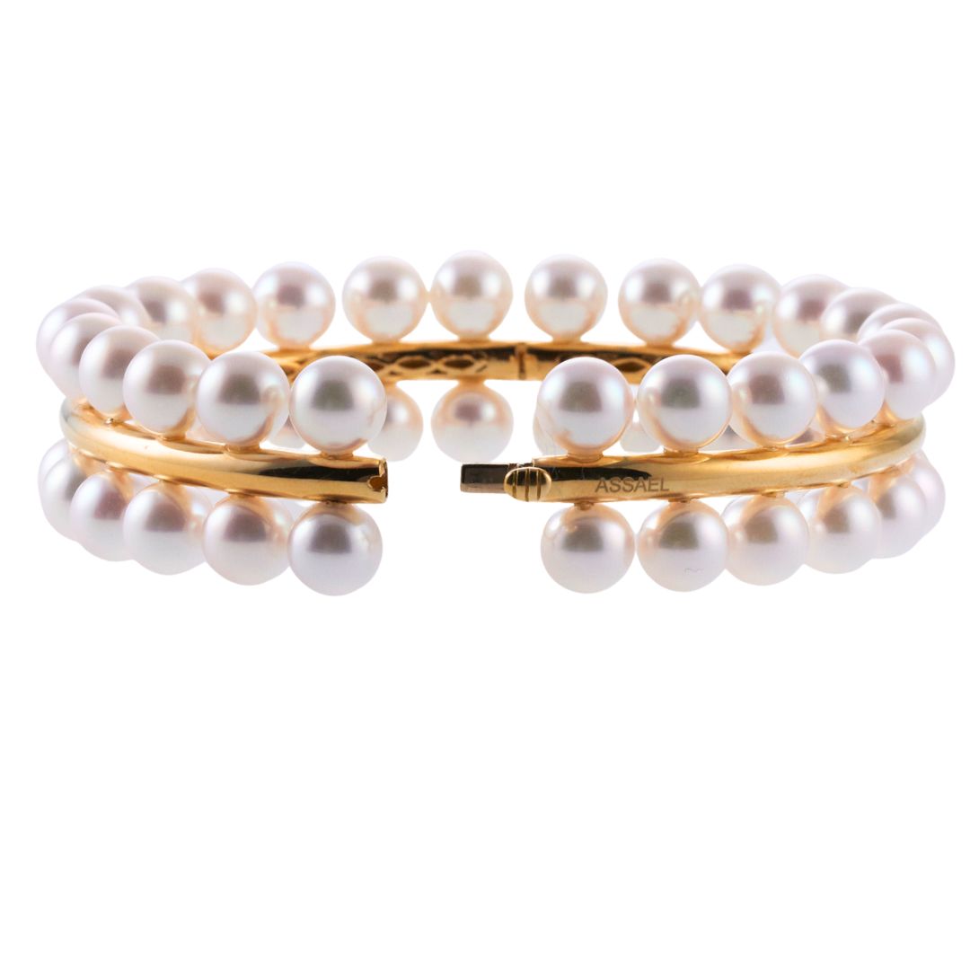 Assael Forever Pearl Gold Bangle Bracelet