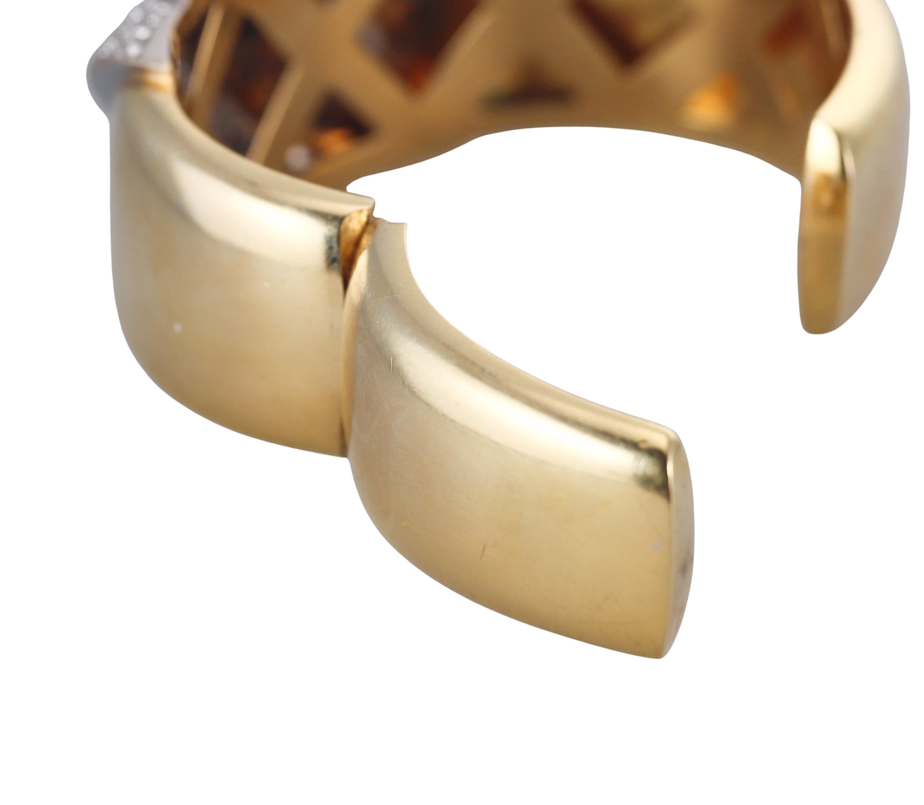 1980s Diamond Gold Bangle Bracelet