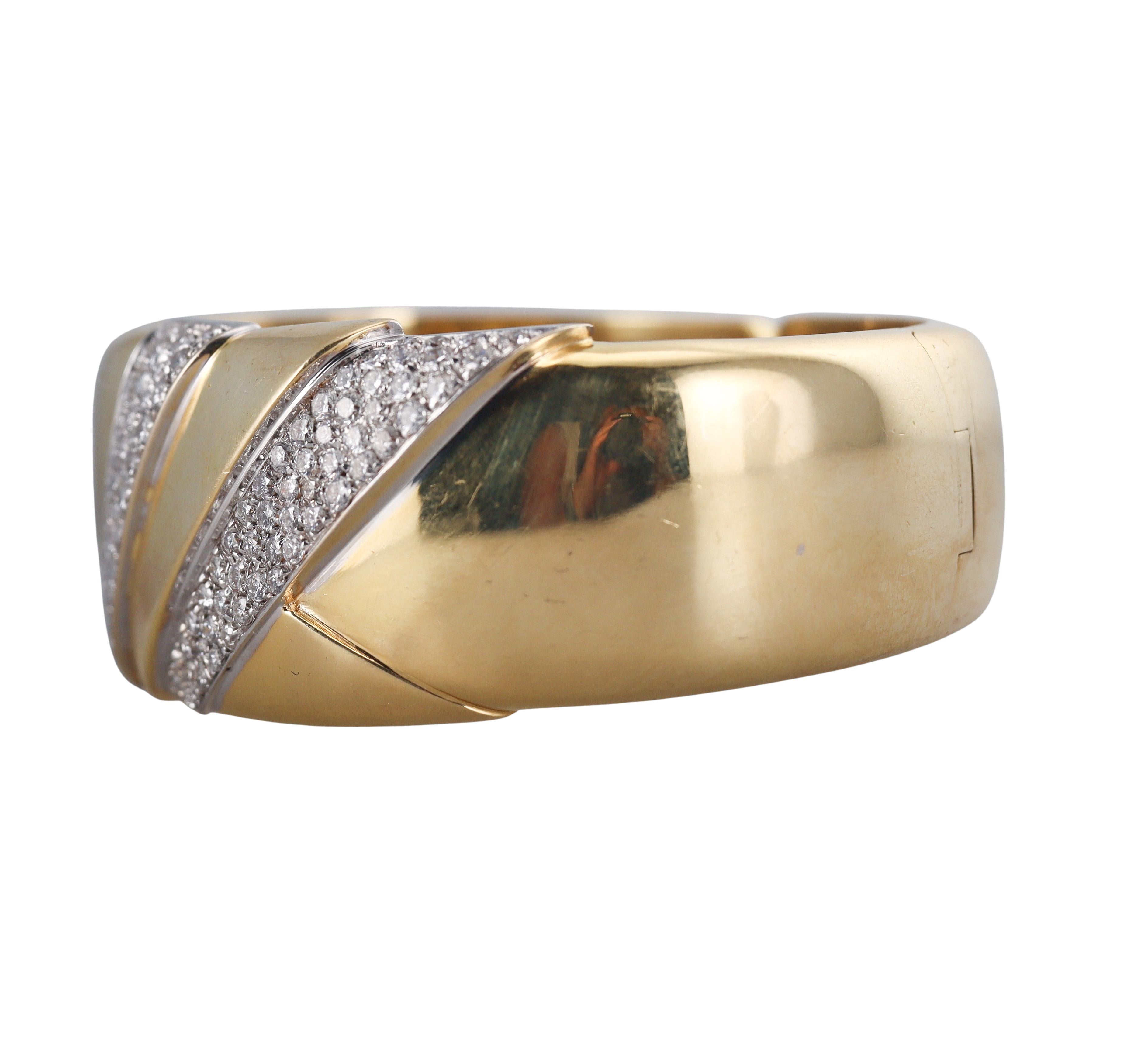 1980s Diamond Gold Bangle Bracelet
