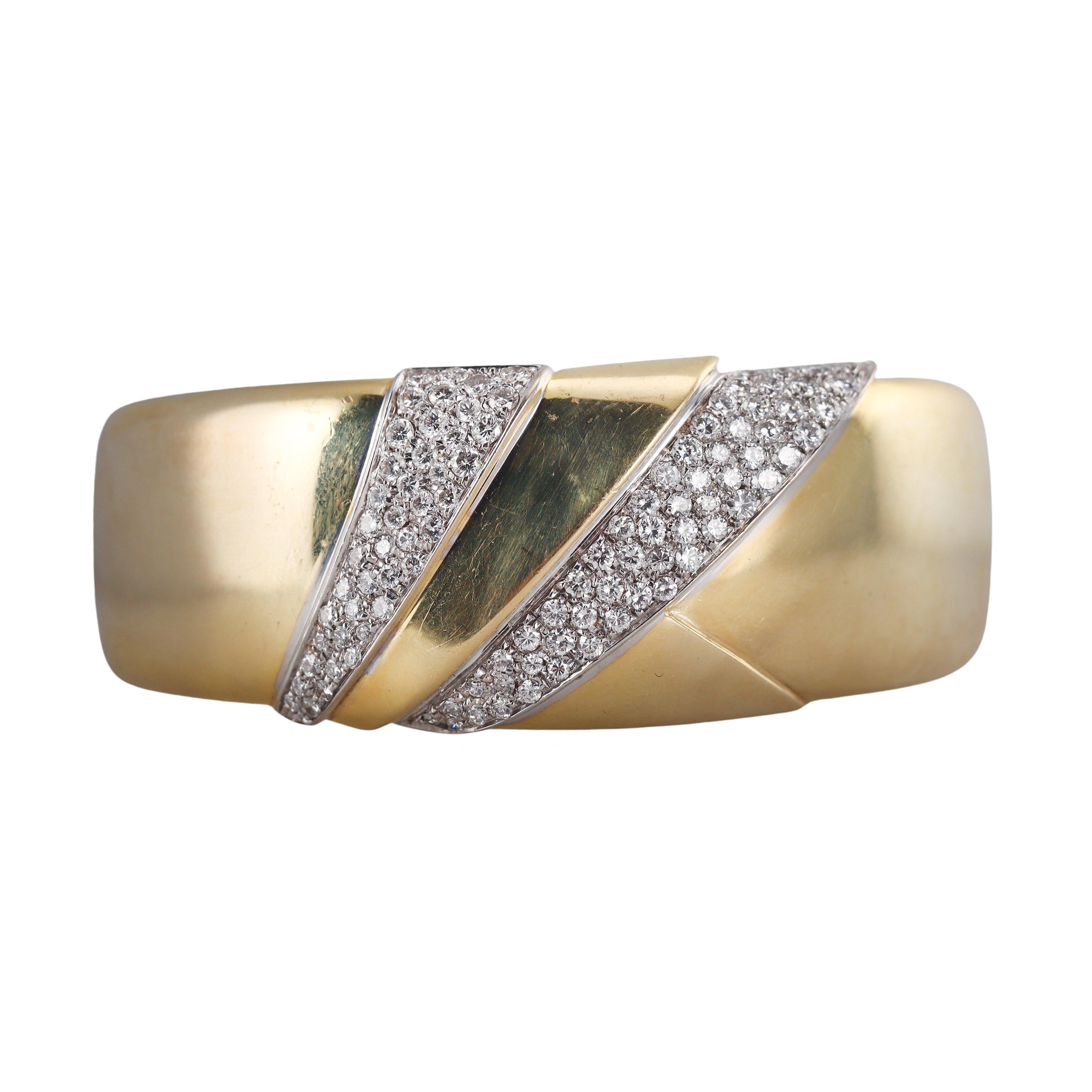 1980s Diamond Gold Bangle Bracelet