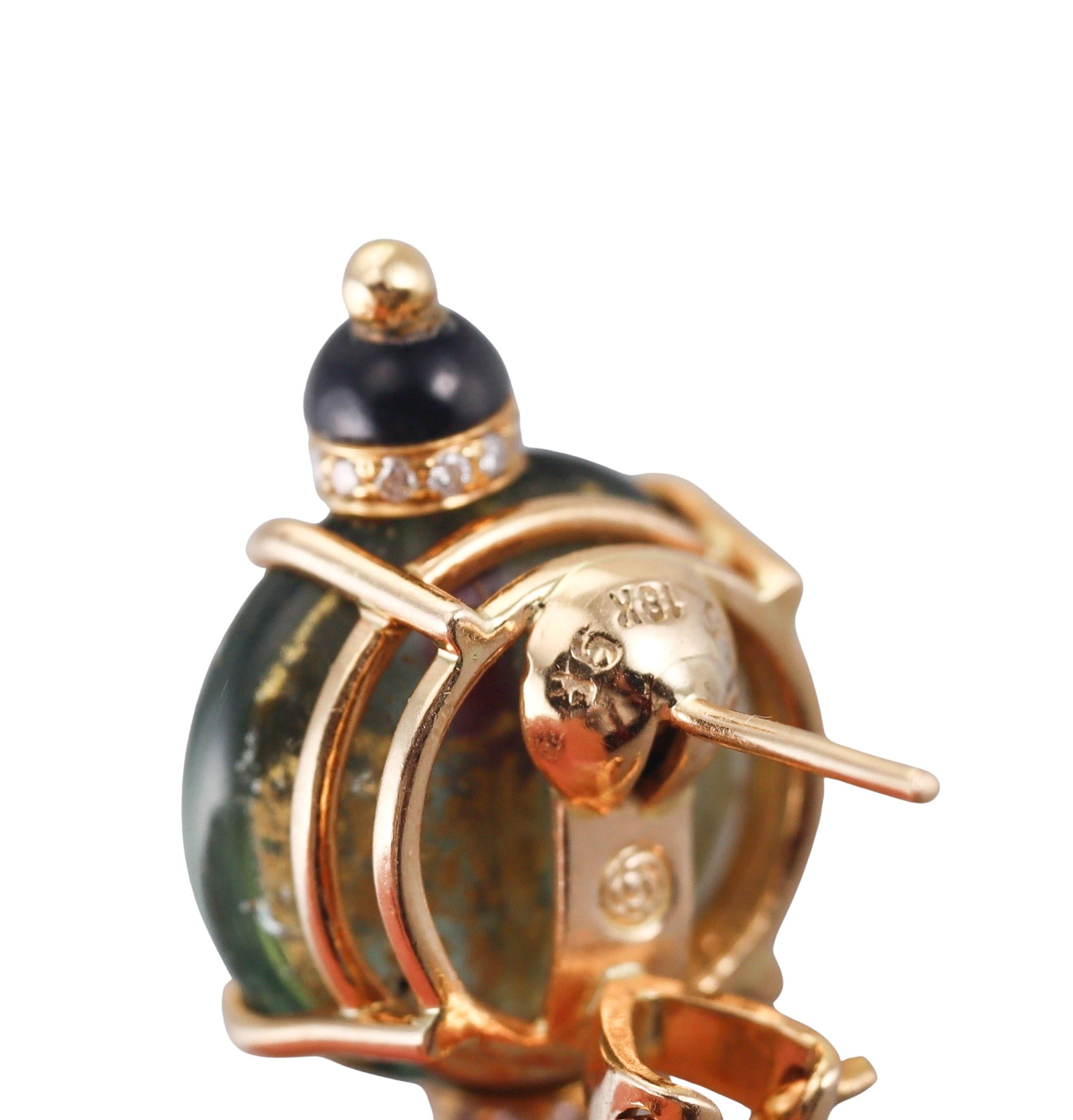 Lotus Arts de Vivre Diamond Onyx Gold Glass Earrings