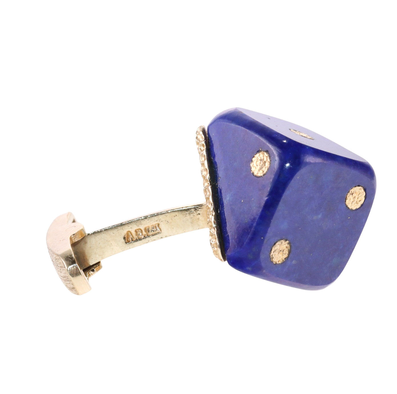 1970s Gold Lapis Dice Cufflinks