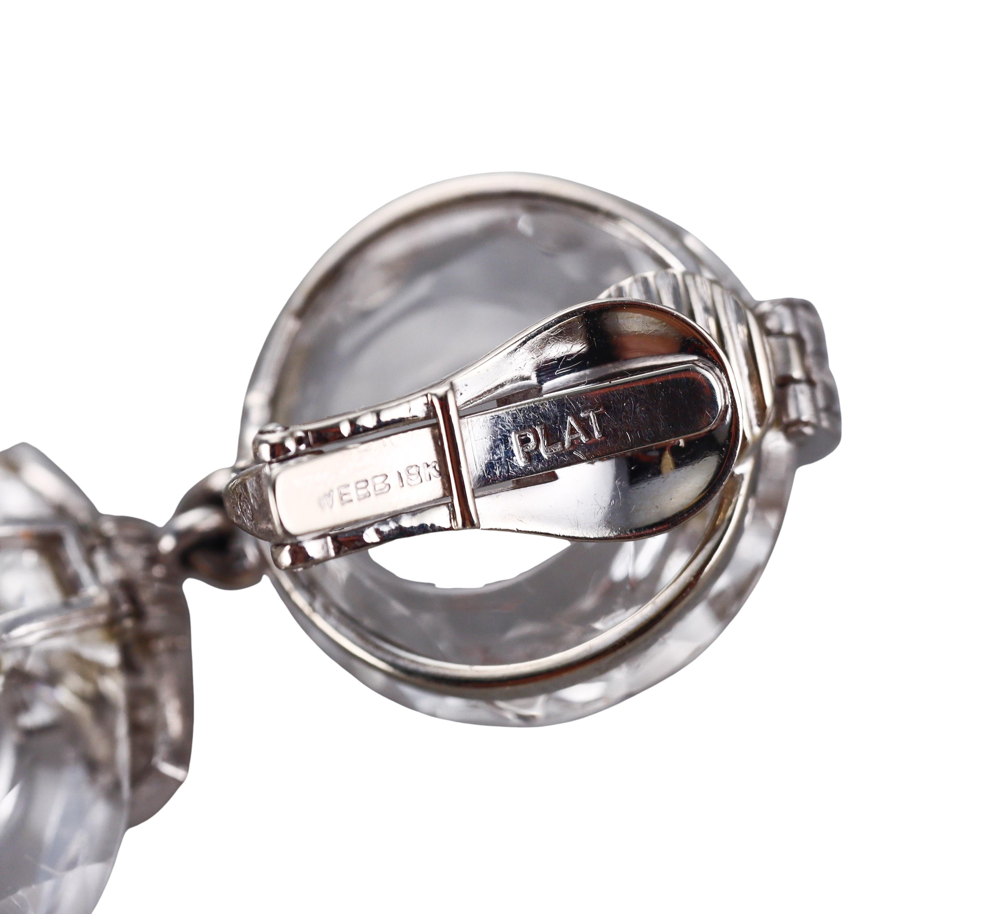 David Webb Crystal Diamond Gold Platinum Earrings