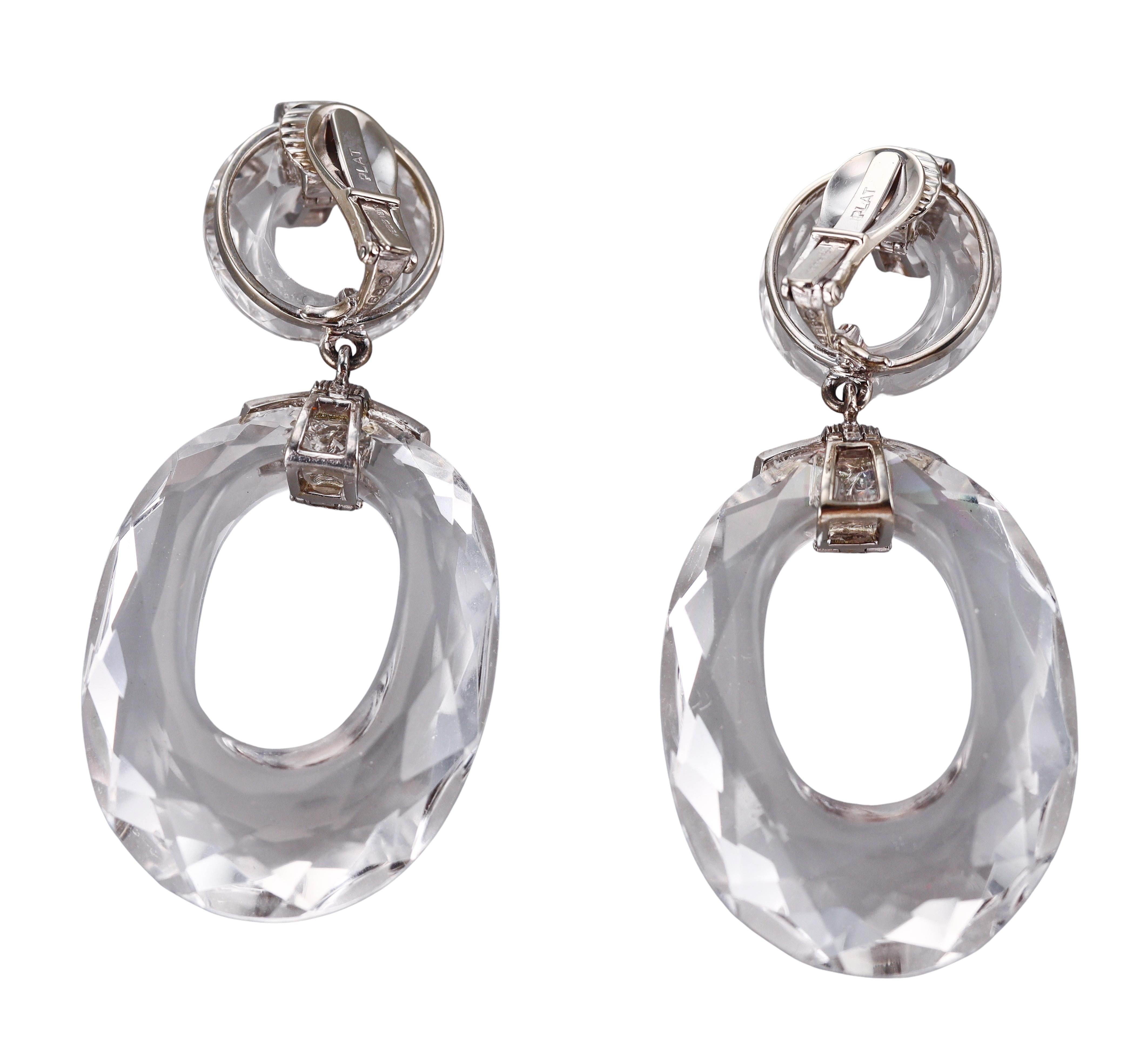 David Webb Crystal Diamond Gold Platinum Earrings
