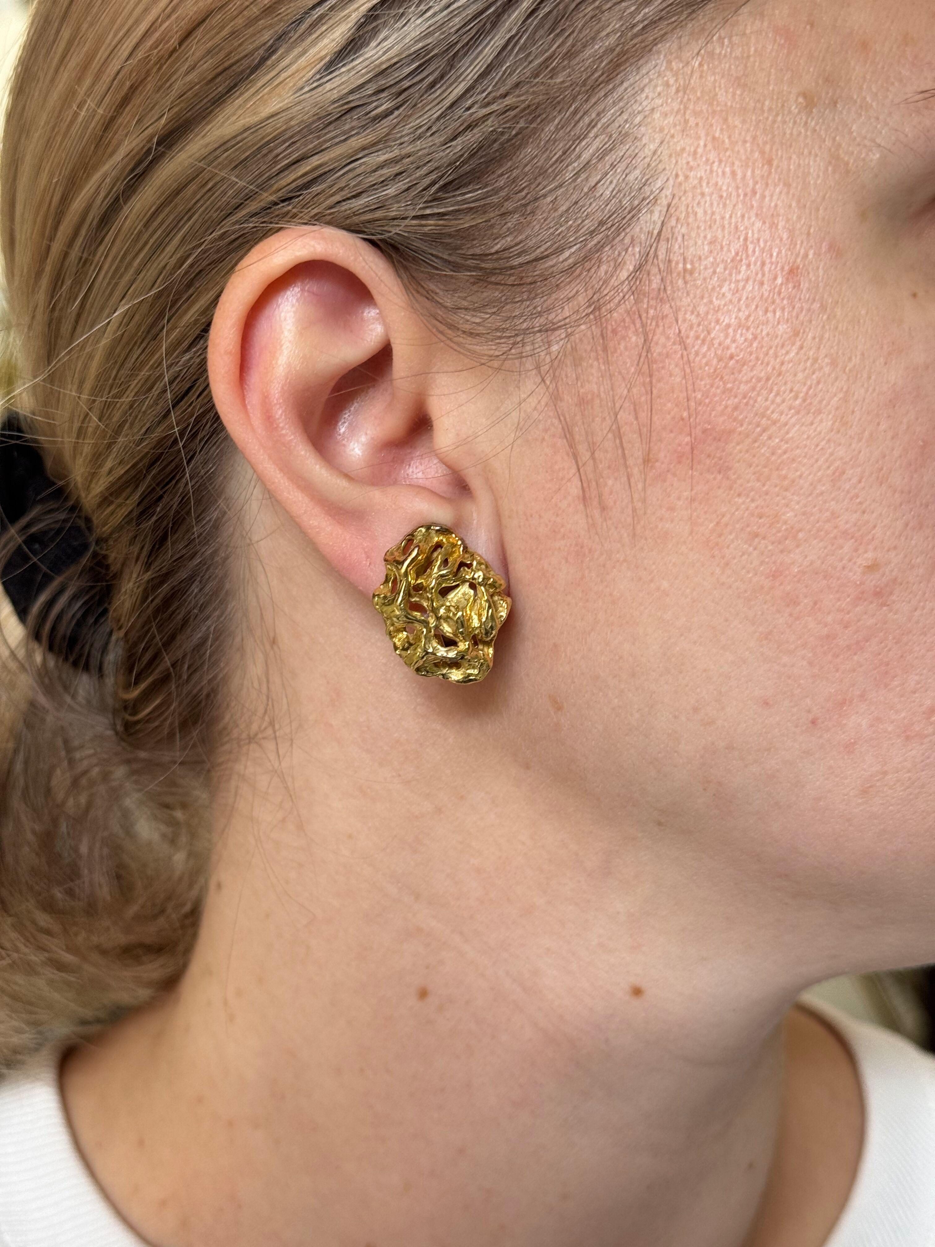 Arthur King 1970s Gold Free Form Earrings