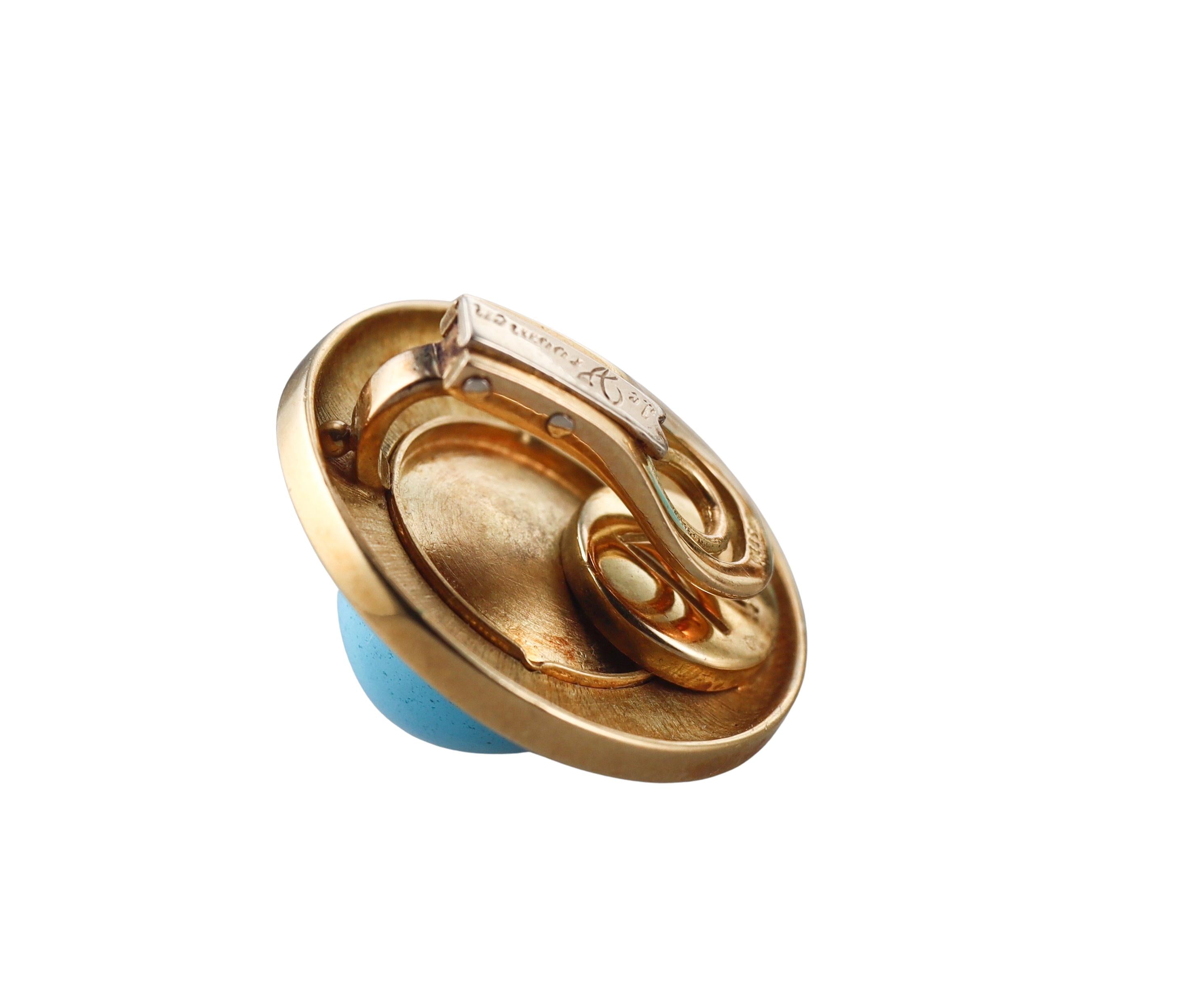 Leo de Vroomen Enamel Turquoise Gold Earrings