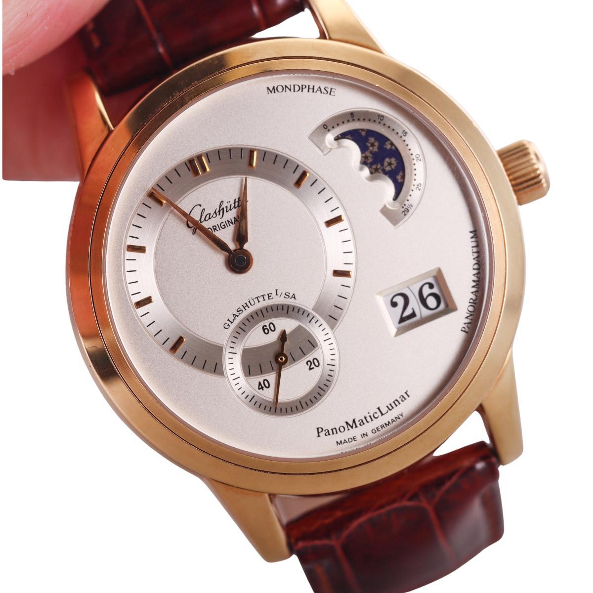 Glashütte Original Panomaticlunar 18k Rose Gold Automatic Watch 90-02-01-01-04