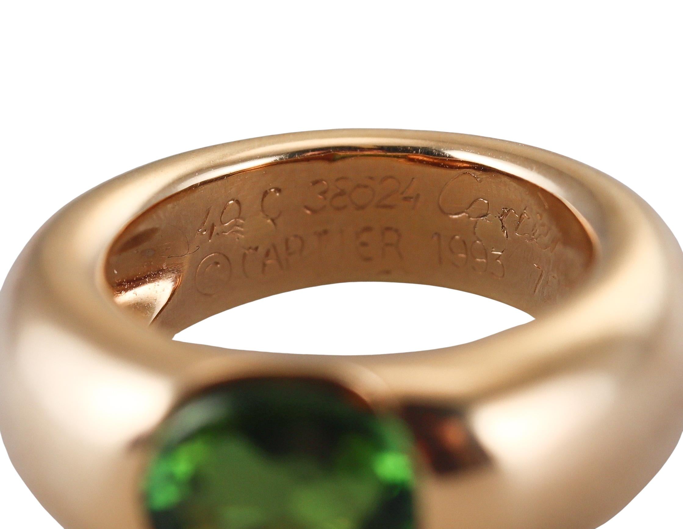 Cartier Ellipse Green Tourmaline Gold Ring