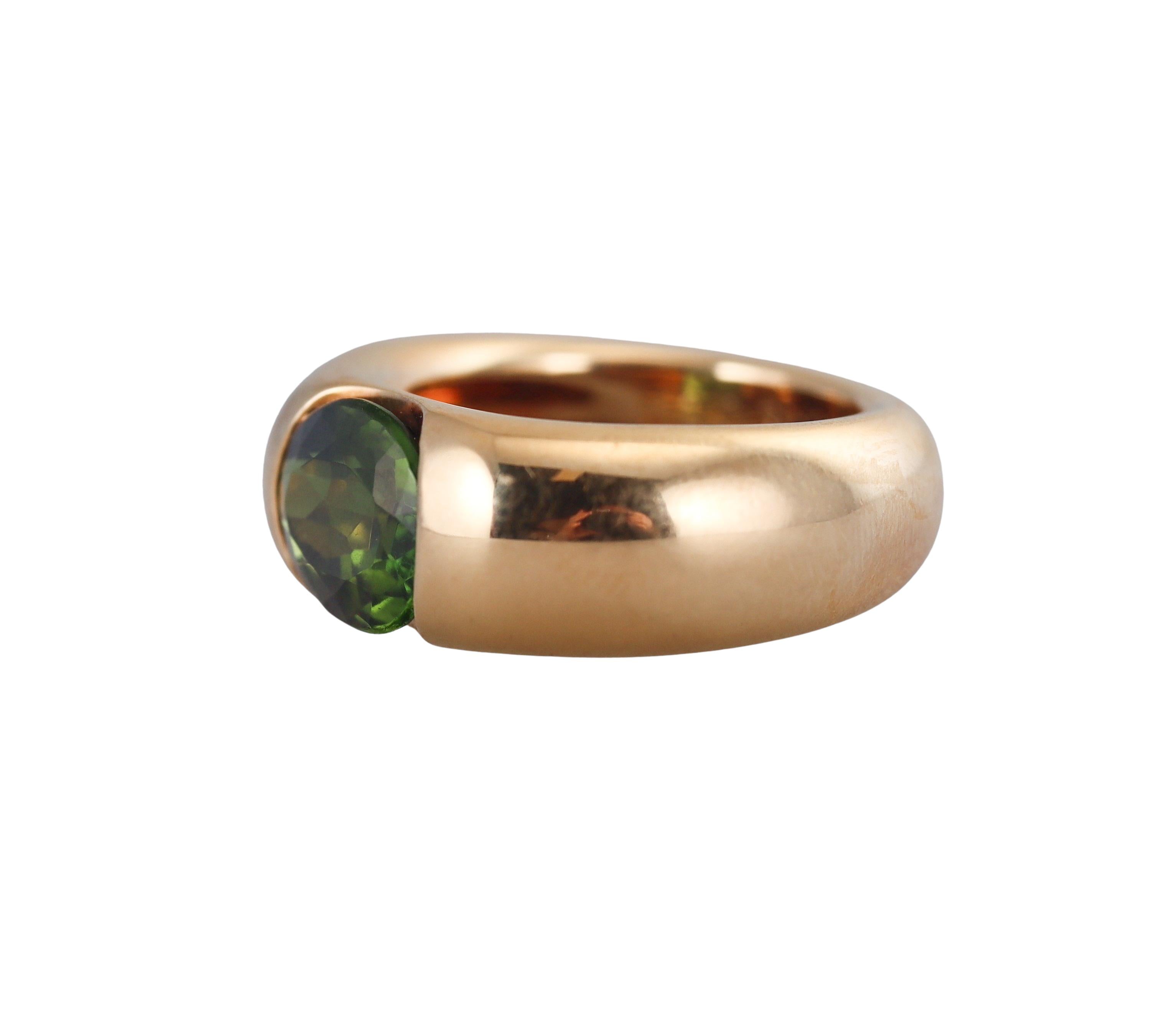 Cartier Ellipse Green Tourmaline Gold Ring