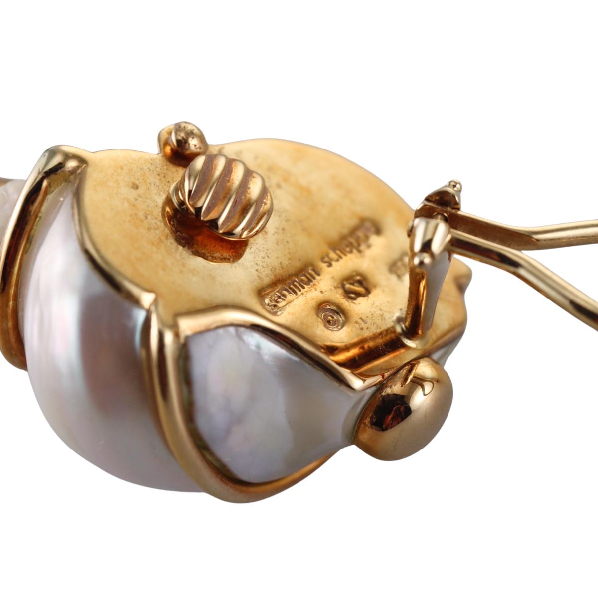 Seaman Schepps Gold Turbo Shell Earrings