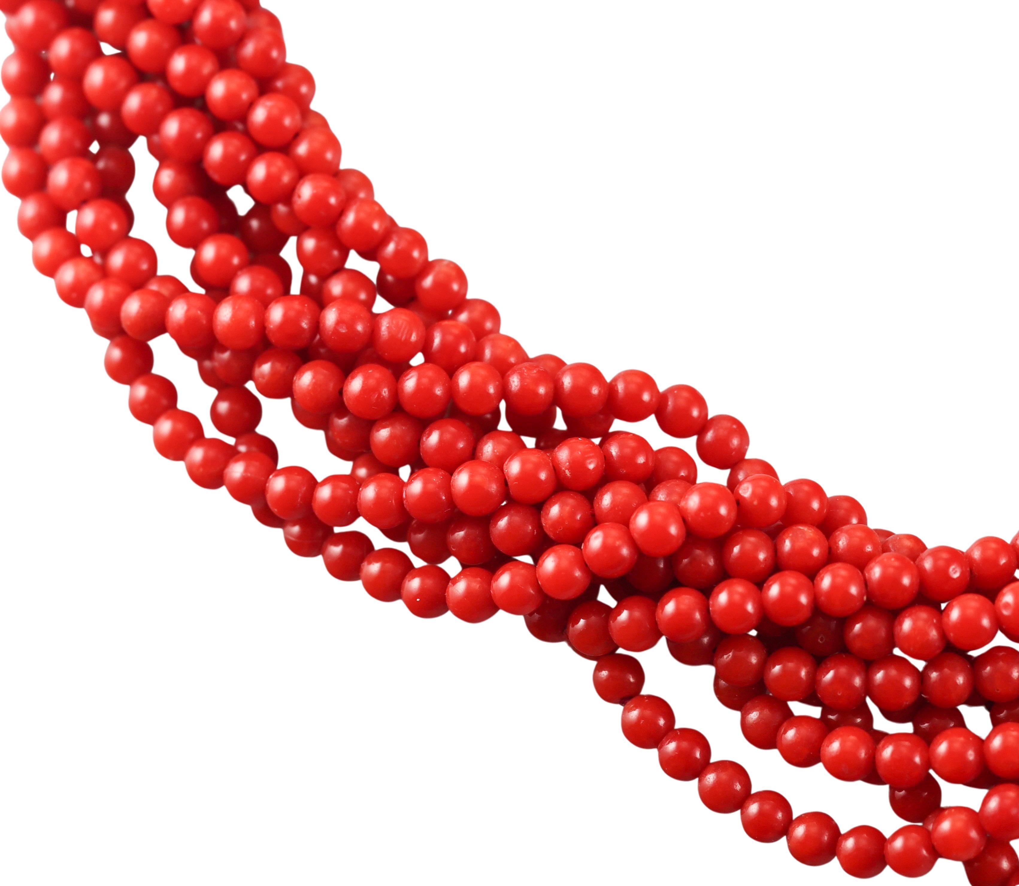 Angela Cummings Coral Diamond Gold Torsade Necklace