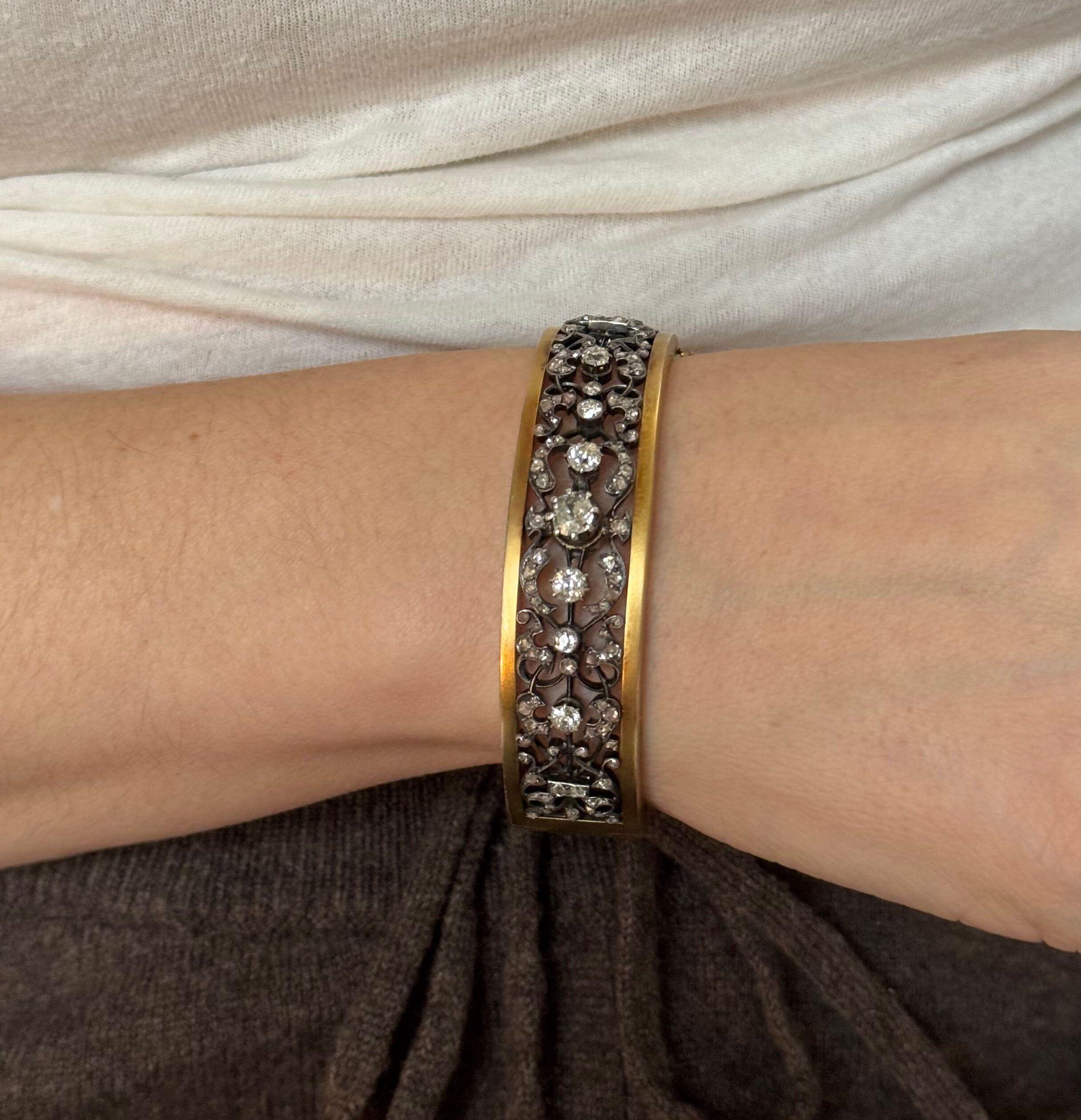 Antique Silver Gold Diamond Bracelet