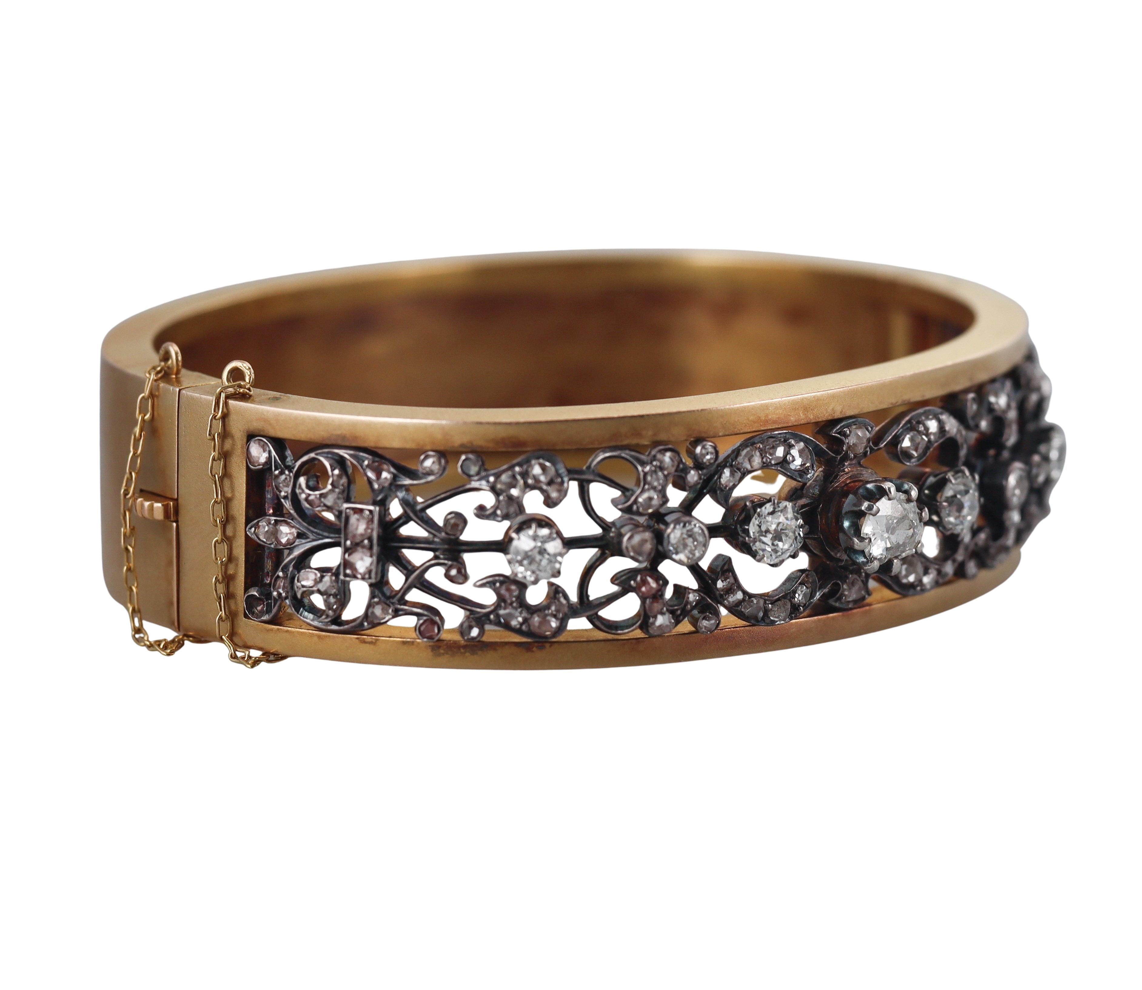 Antique Silver Gold Diamond Bracelet