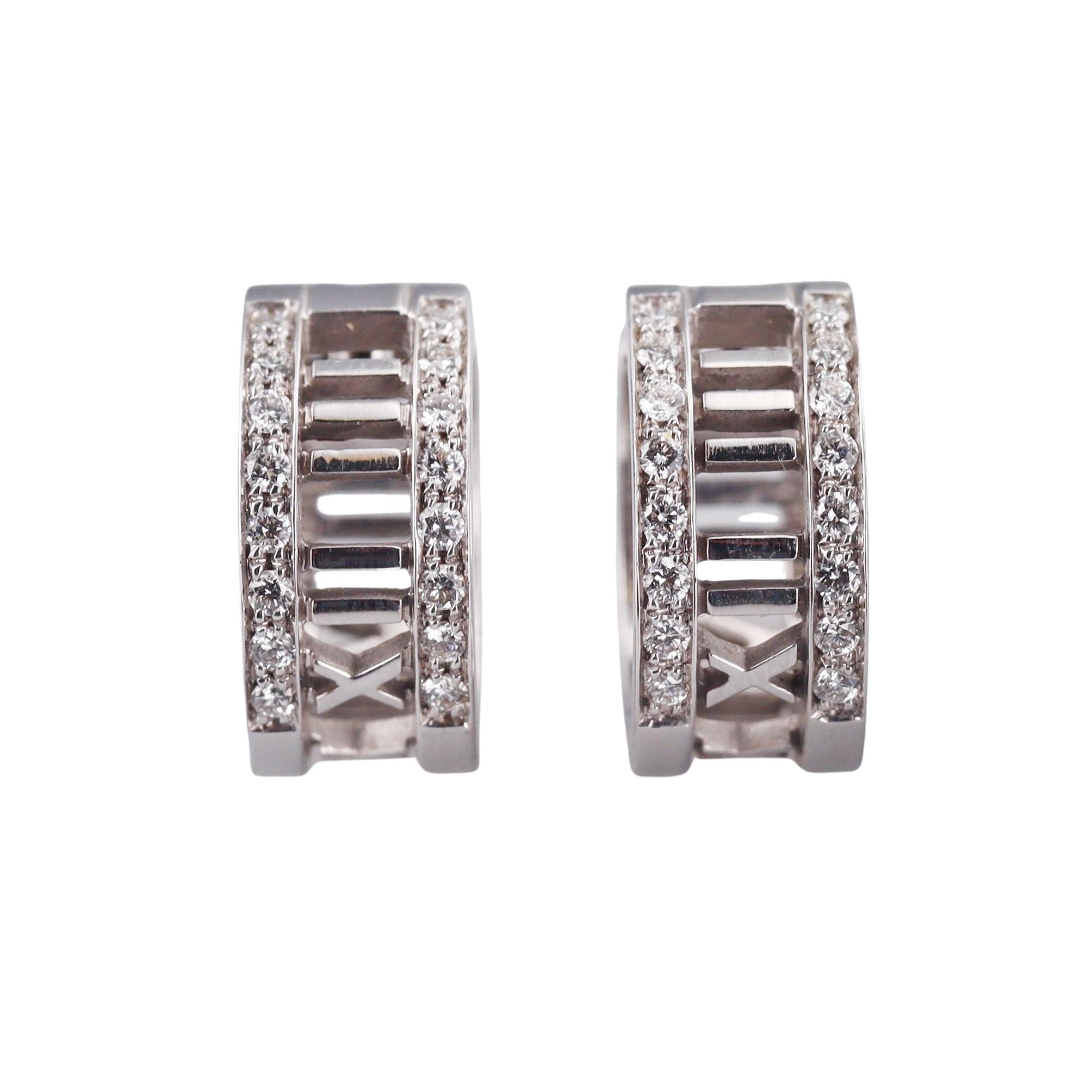Tiffany & Co Atlas Gold Diamond Hoop Earrings