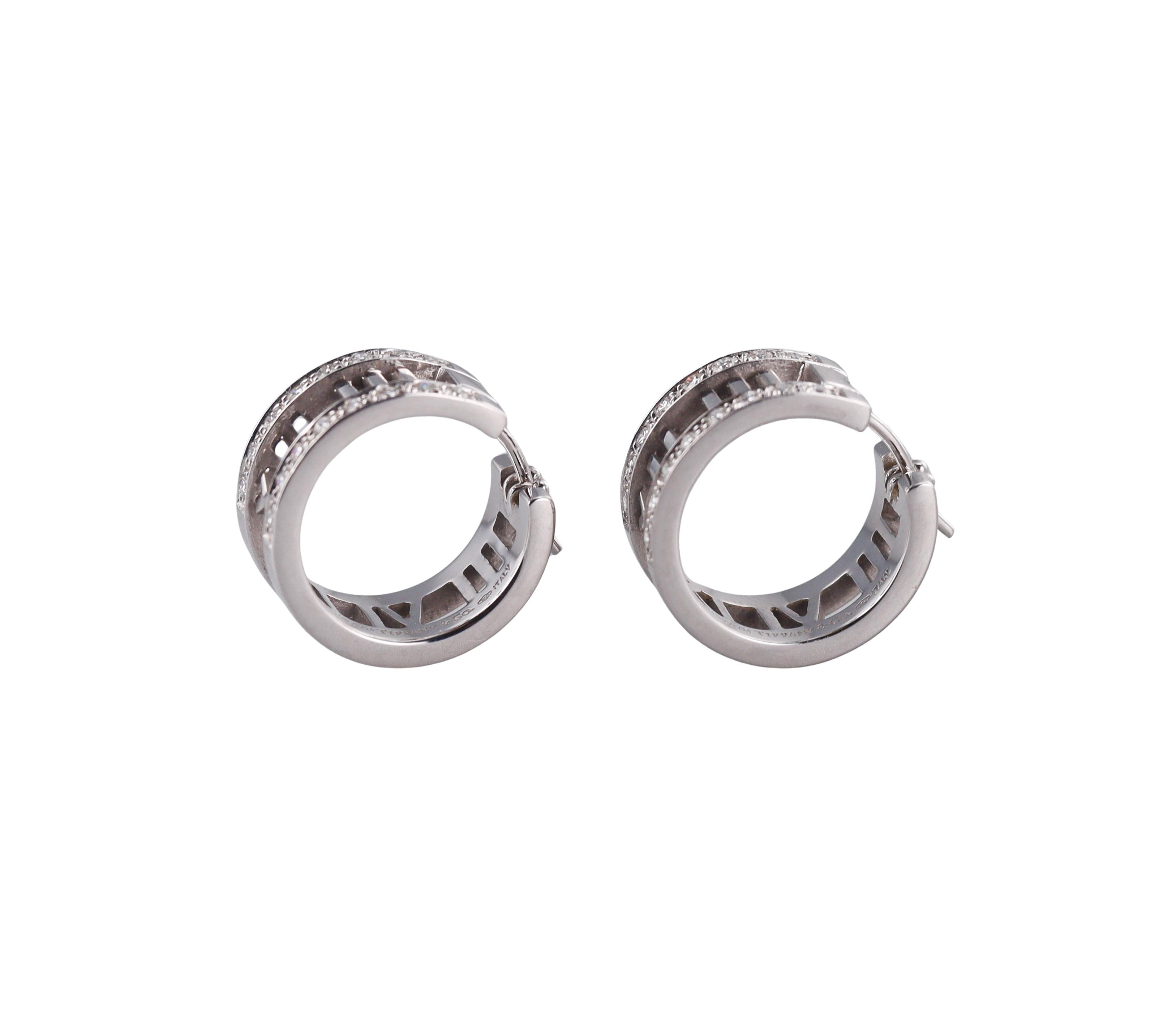 Tiffany & Co Atlas Gold Diamond Hoop Earrings