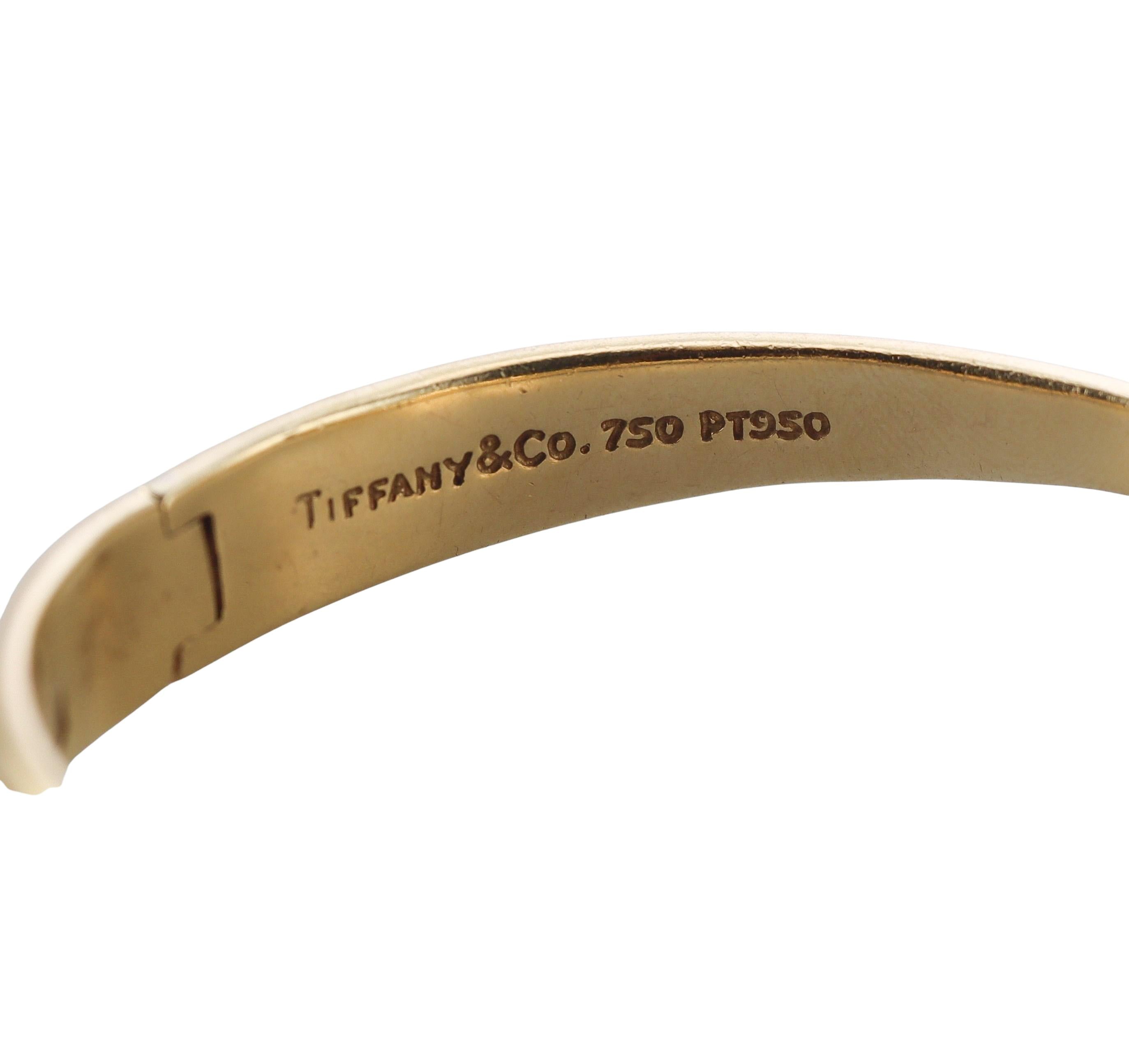 Tiffany & Co Etoile Diamond Gold Platinum Crossover Bangle Bracelet