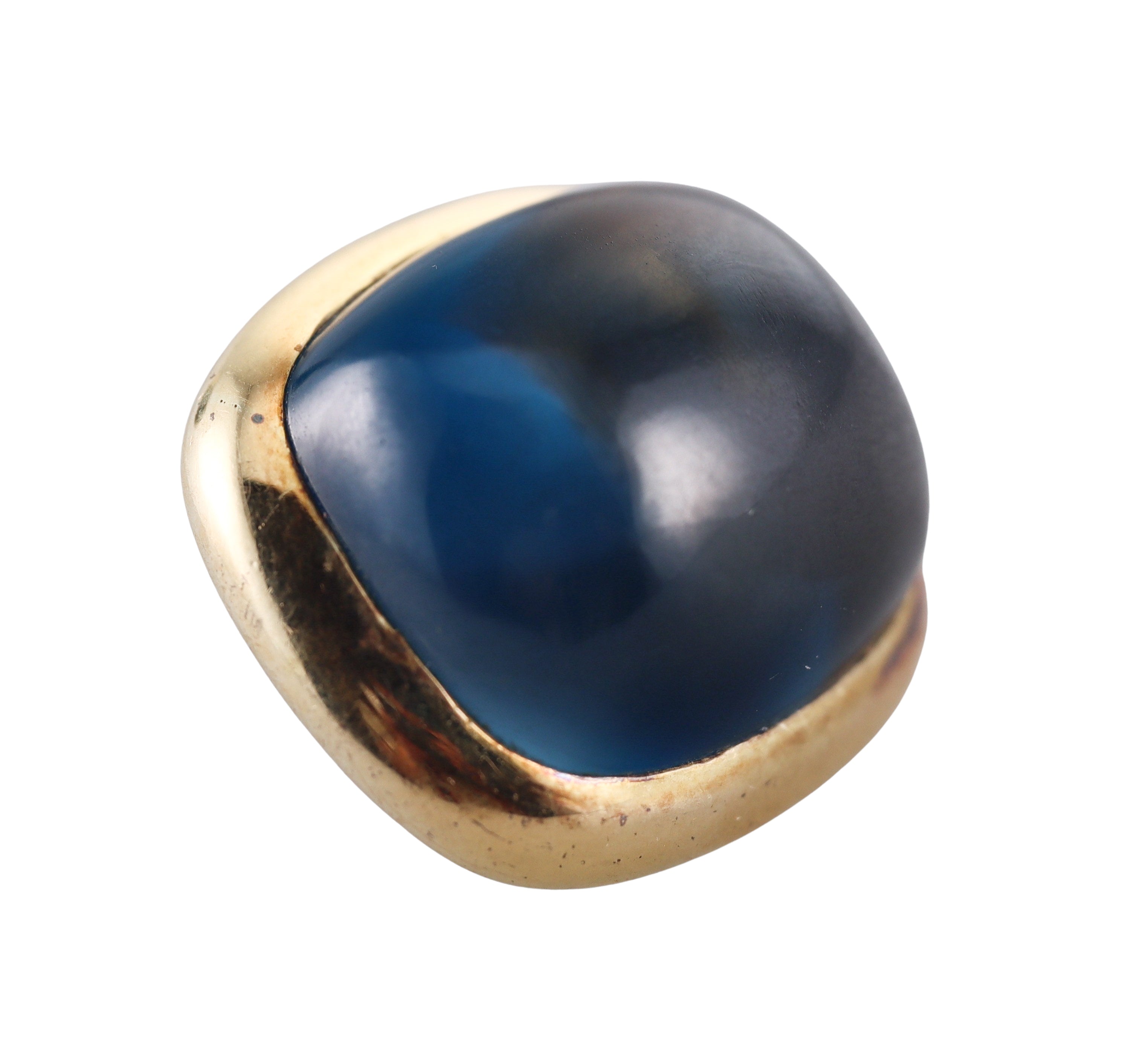 Laura Munder 94ctw London Blue Topaz Gold Cabochon Earrings