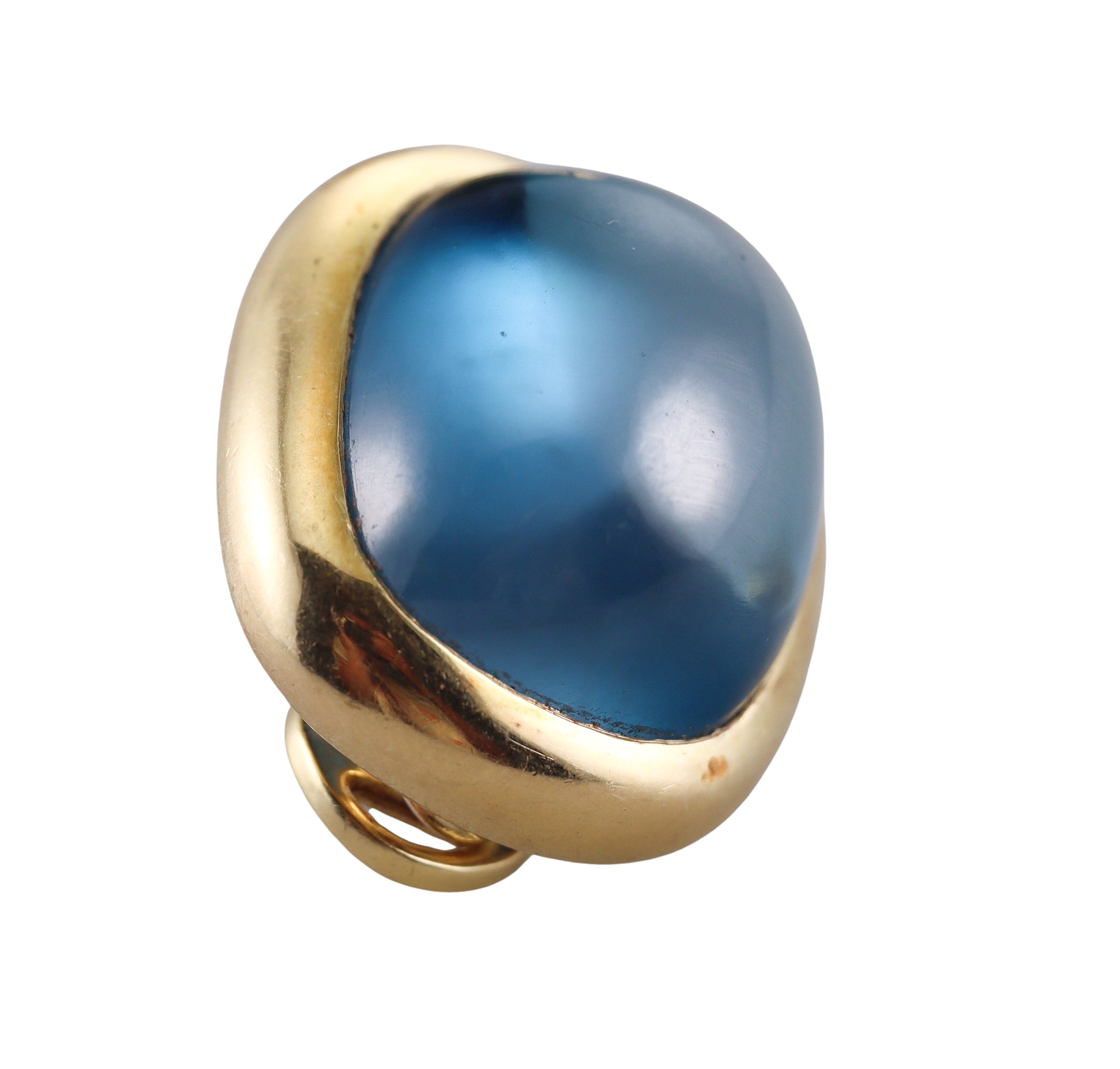 Laura Munder 94ctw London Blue Topaz Gold Cabochon Earrings