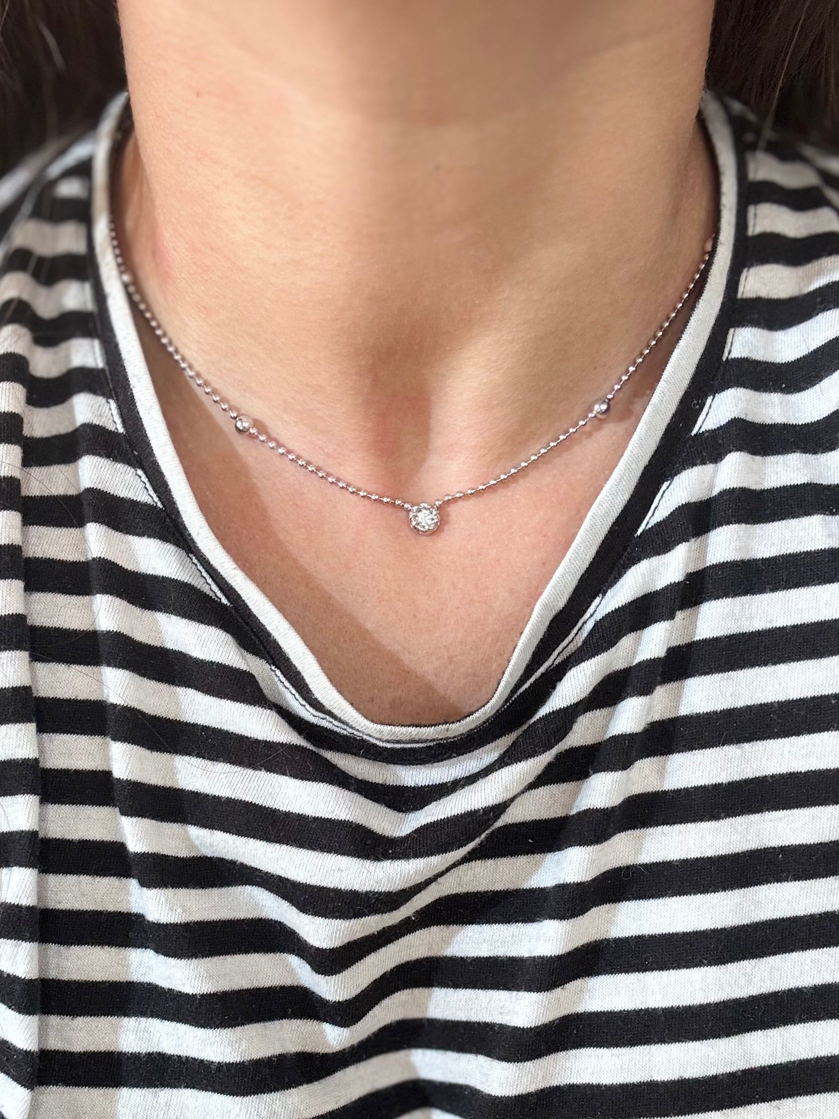 Roberto Coin White Gold Diamond Ball Chain Necklace