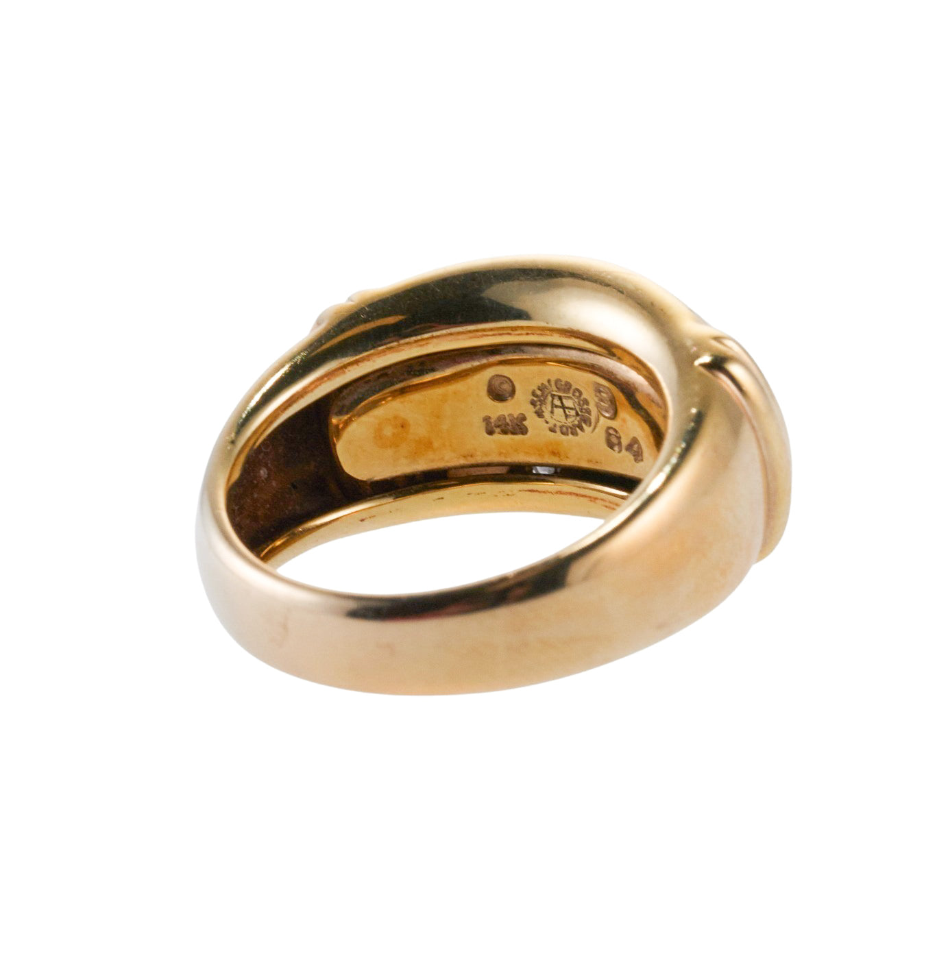 Asch Grossbardt Inlay Mother of Pearl Turquoise Diamond Gold Ring