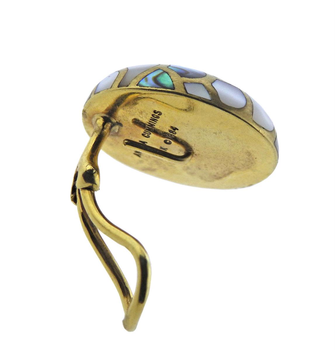 Angela Cummings Abalone Gold Earrings