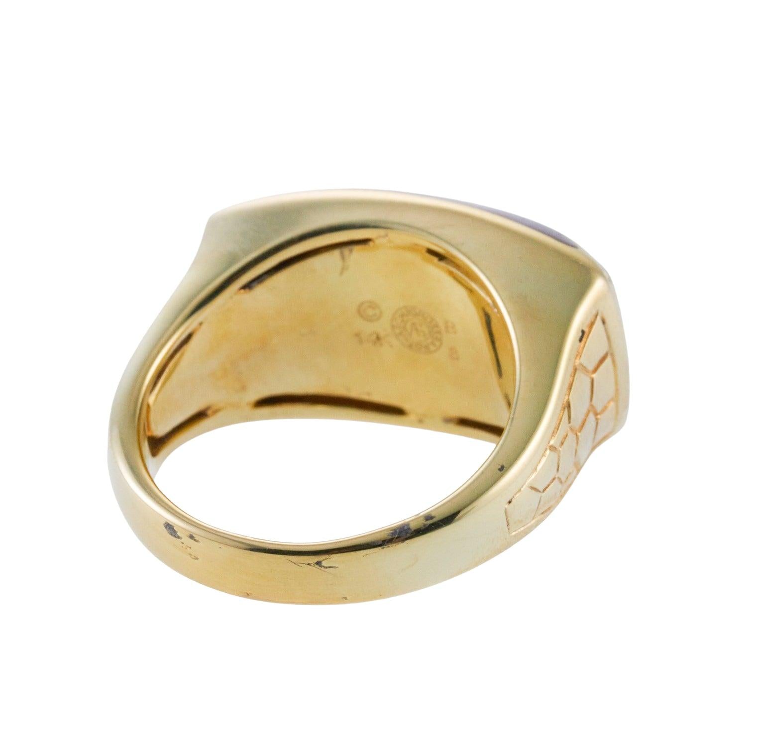 Asch Grossbardt Inlay Mother of Pearl Diamond Gold Ring
